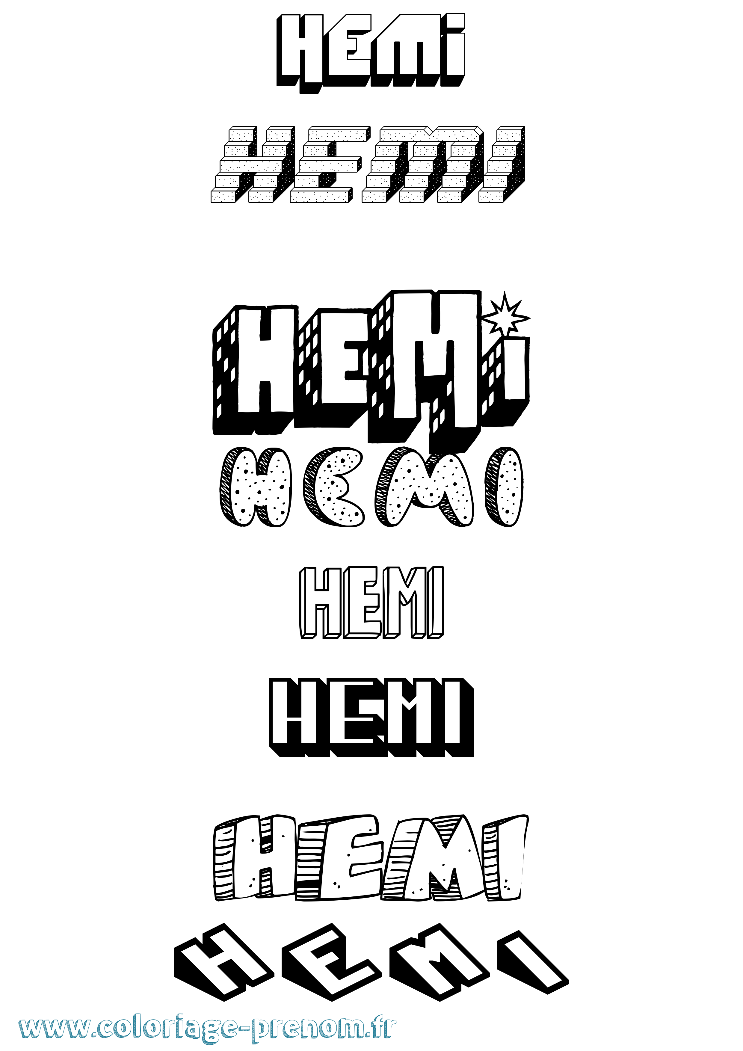 Coloriage Hemi Effet 3D Coloriage prénom Hemi Effet 3D
