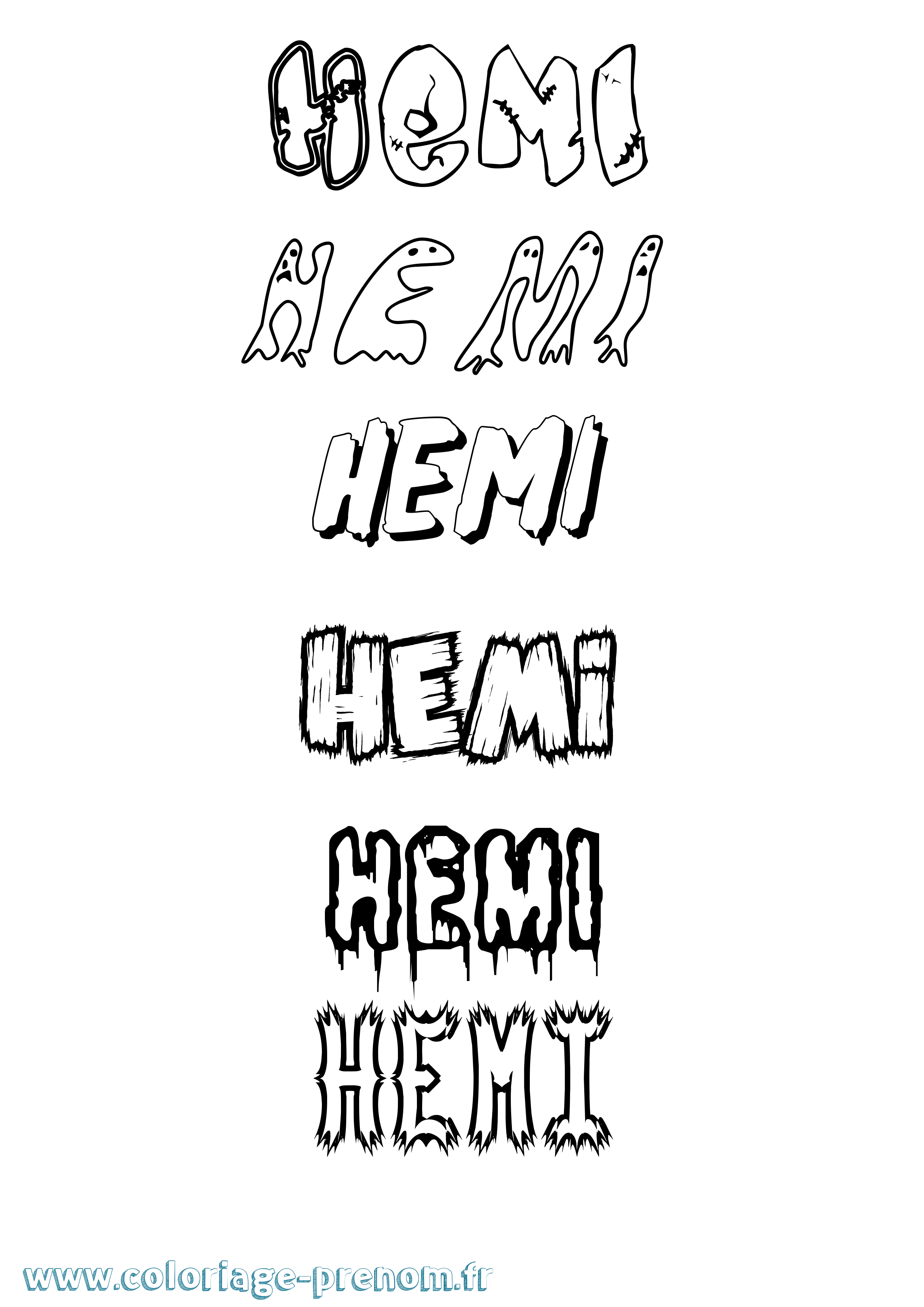 Coloriage Hemi Frisson Coloriage prénom Hemi Frisson