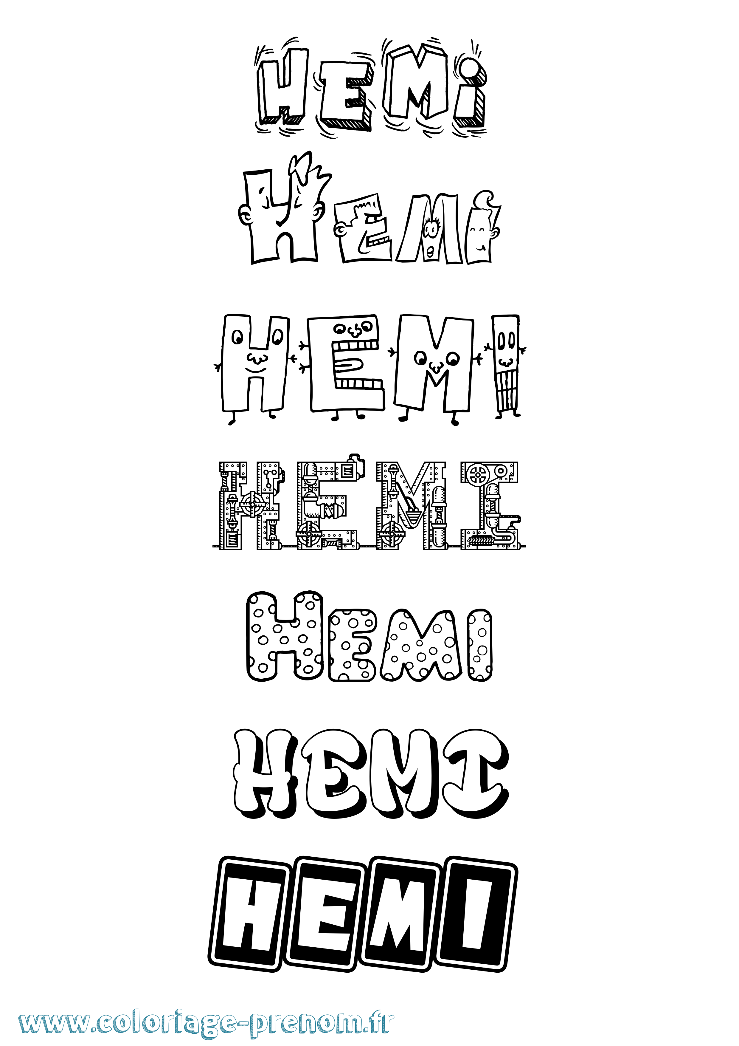 Coloriage Hemi Fun Coloriage prénom Hemi Fun
