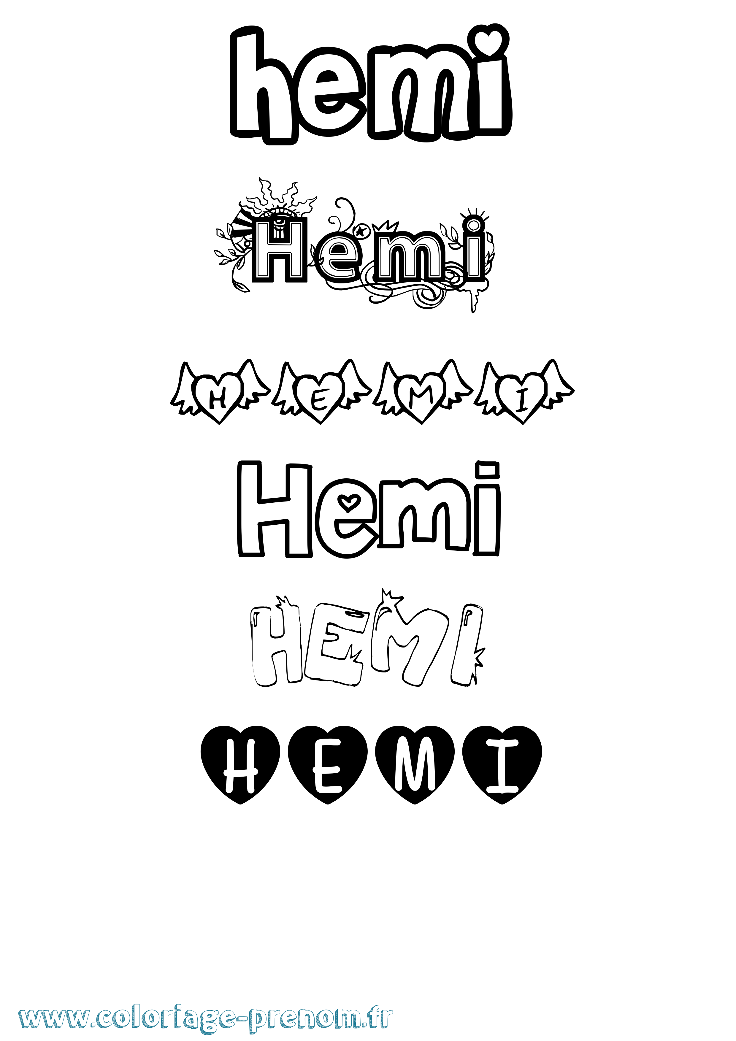Coloriage Hemi Girly Coloriage prénom Hemi Girly