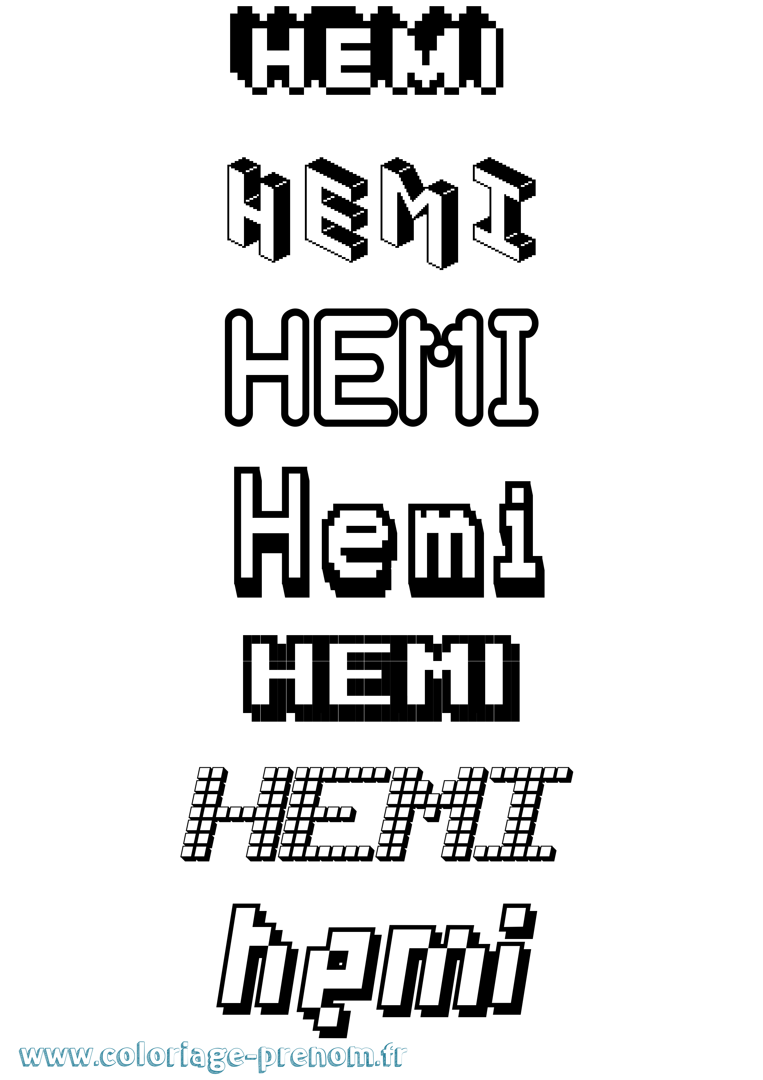 Coloriage Hemi Pixel Coloriage prénom Hemi Pixel