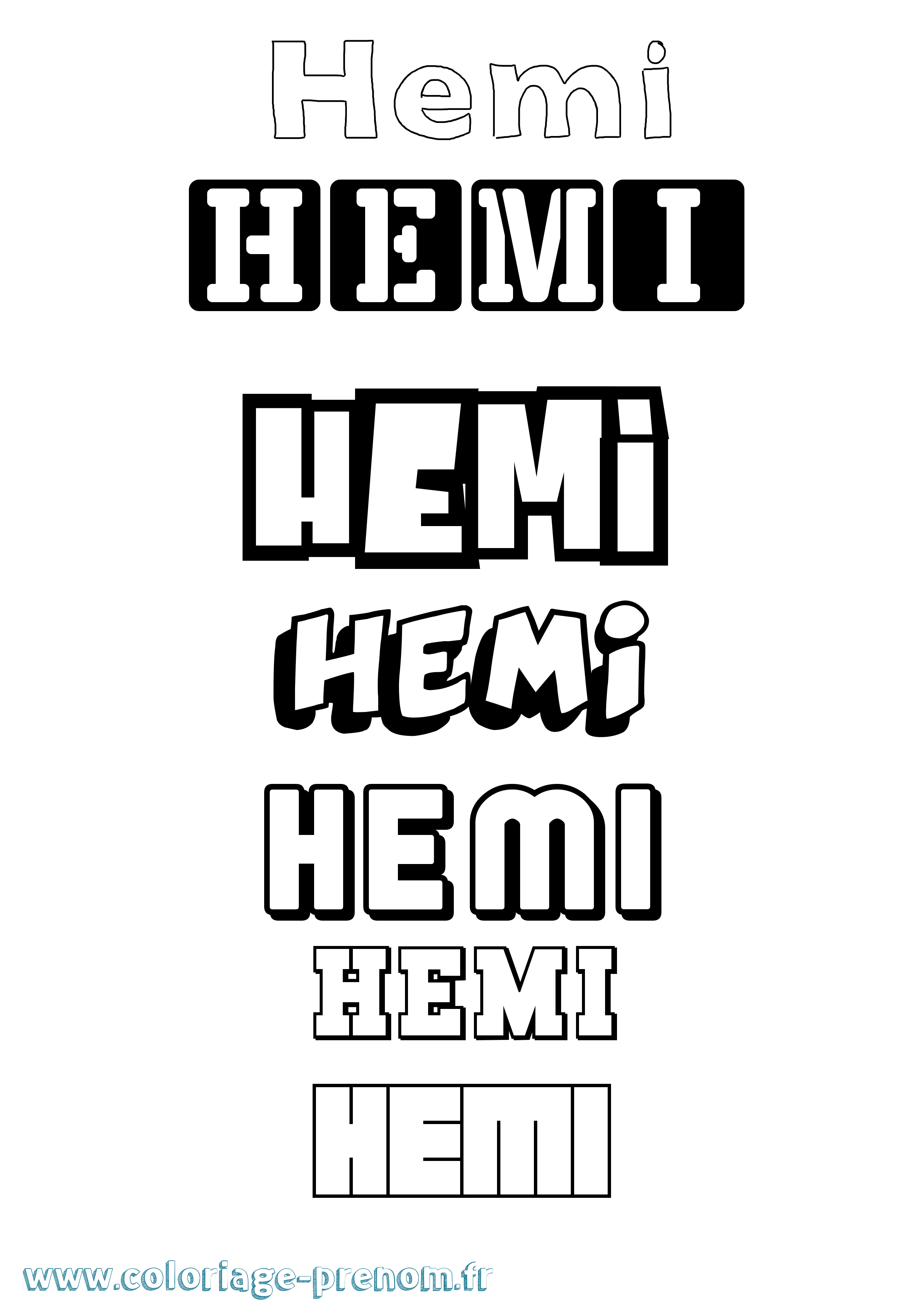 Coloriage Hemi Simple Coloriage prénom Hemi Simple