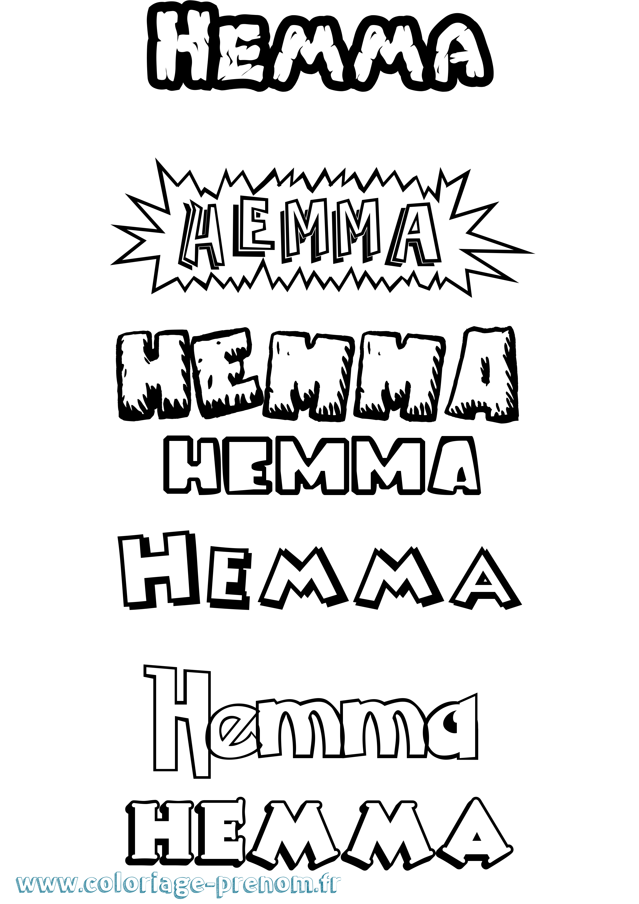Coloriage Hemma Dessin Animé Coloriage prénom Hemma Dessin Animé