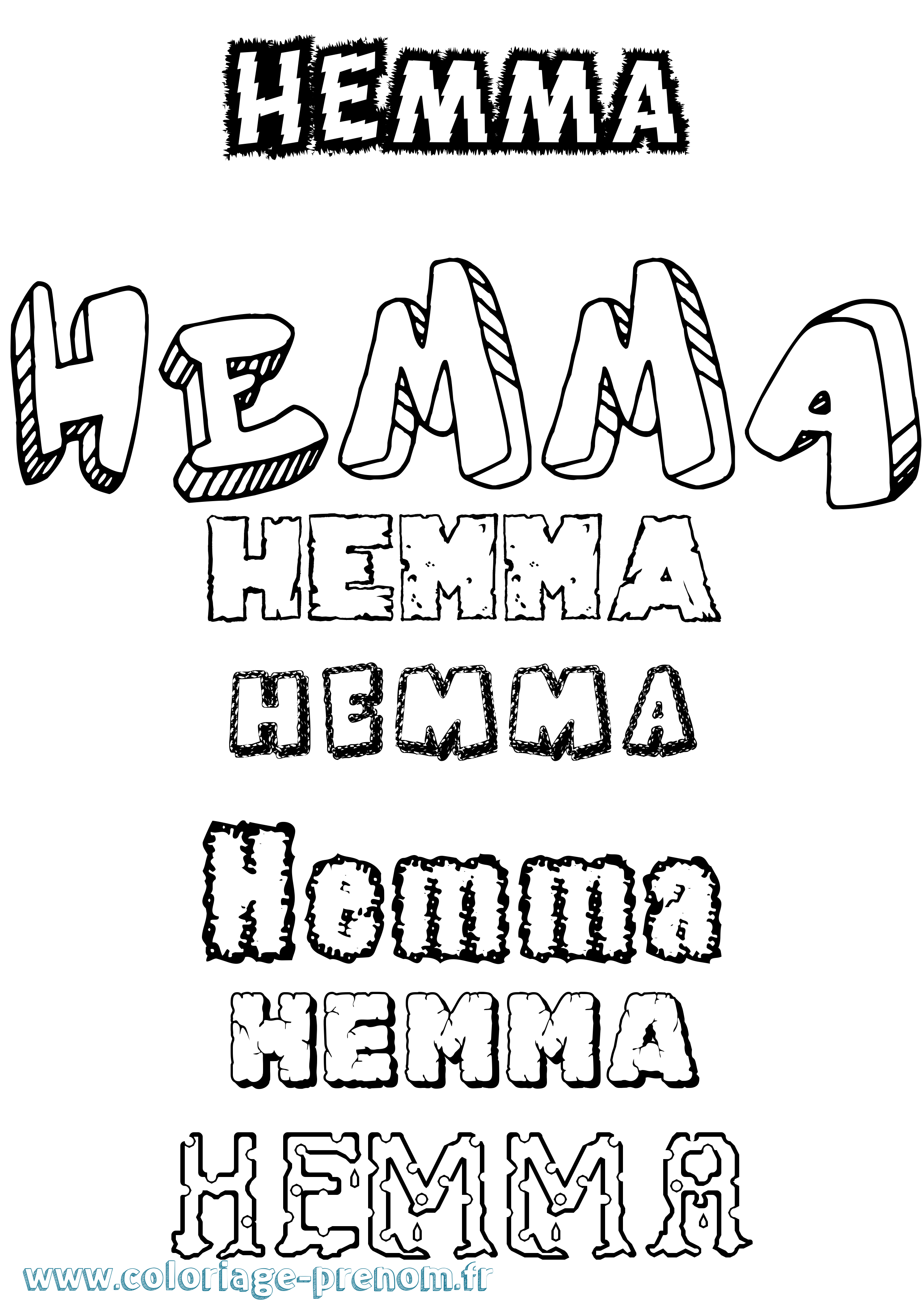 Coloriage Hemma Destructuré Coloriage prénom Hemma Destructuré
