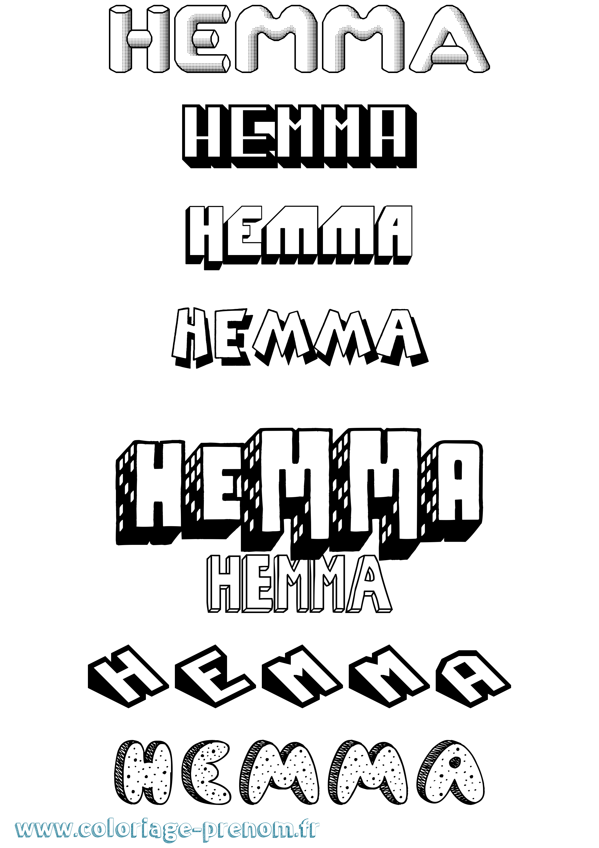 Coloriage Hemma Effet 3D Coloriage prénom Hemma Effet 3D