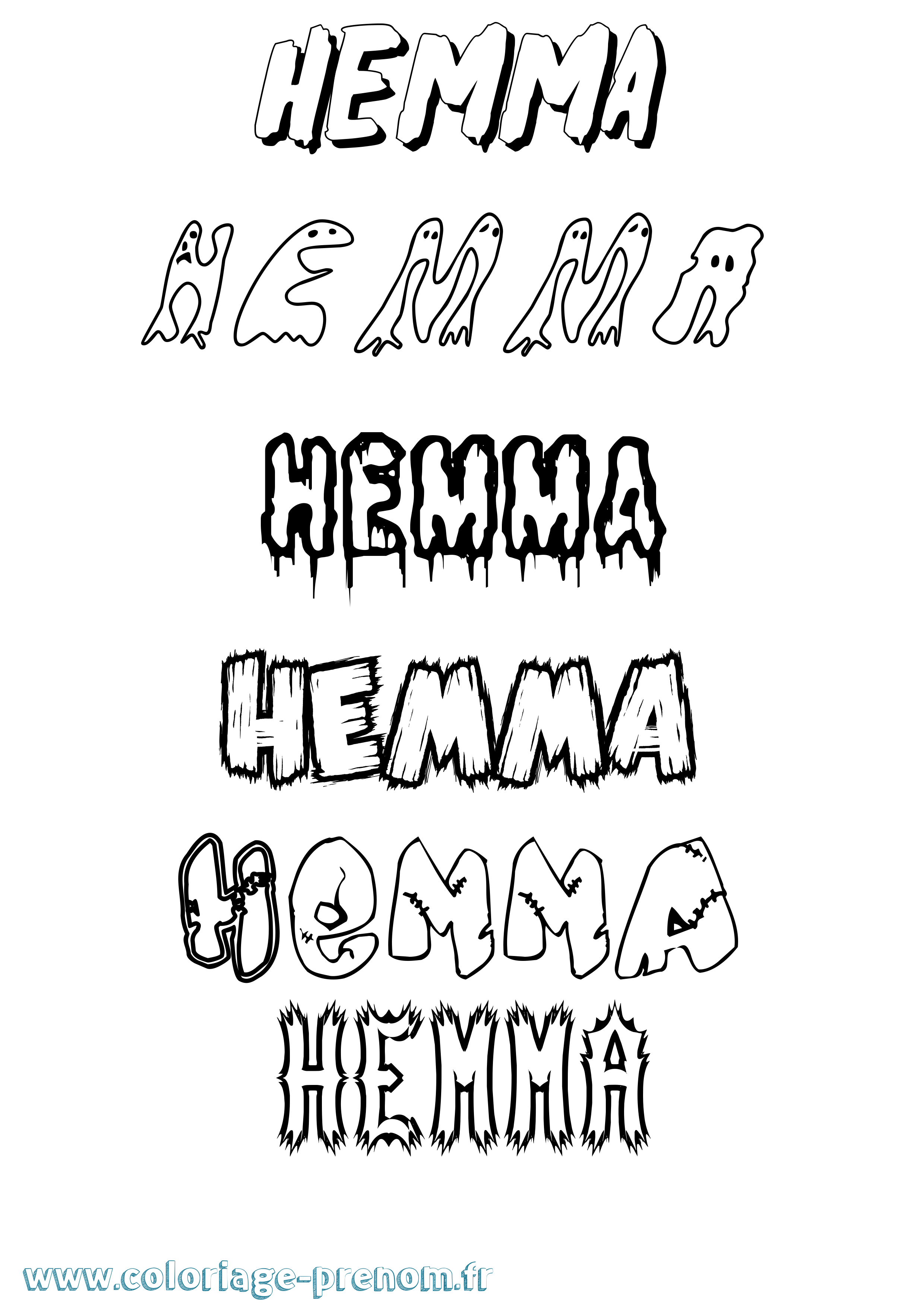 Coloriage Hemma Frisson Coloriage prénom Hemma Frisson