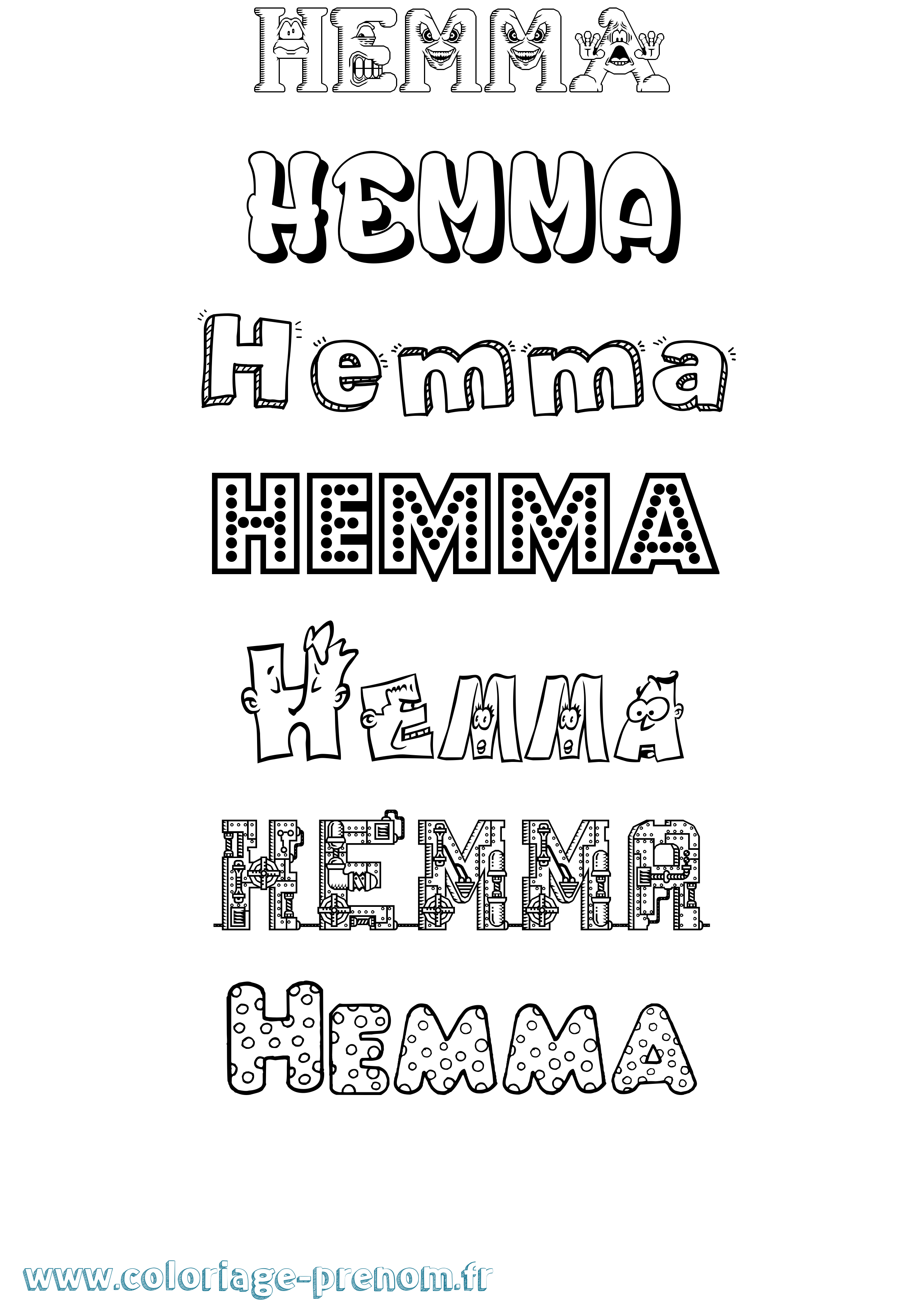 Coloriage Hemma Fun Coloriage prénom Hemma Fun