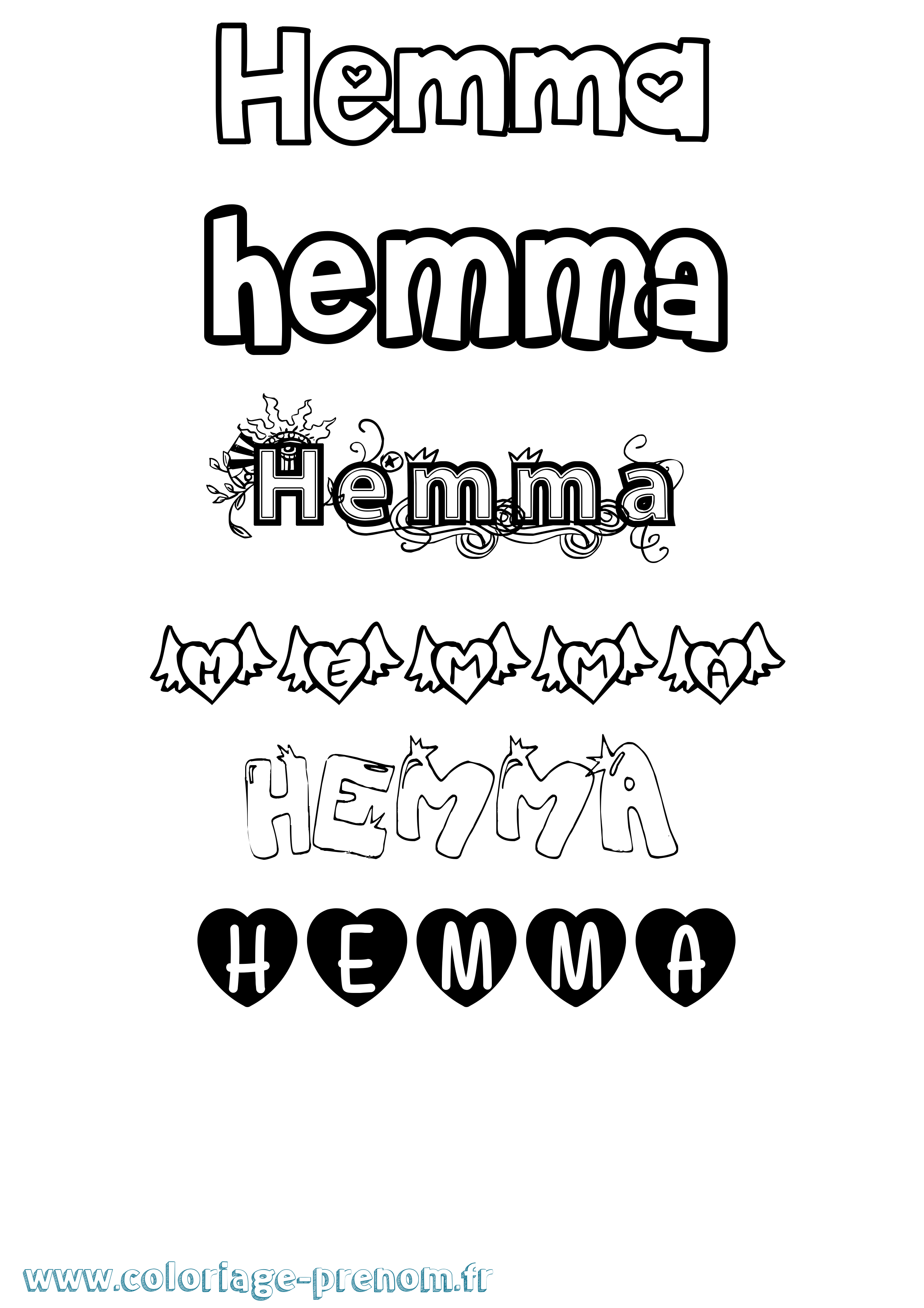 Coloriage Hemma Girly Coloriage prénom Hemma Girly