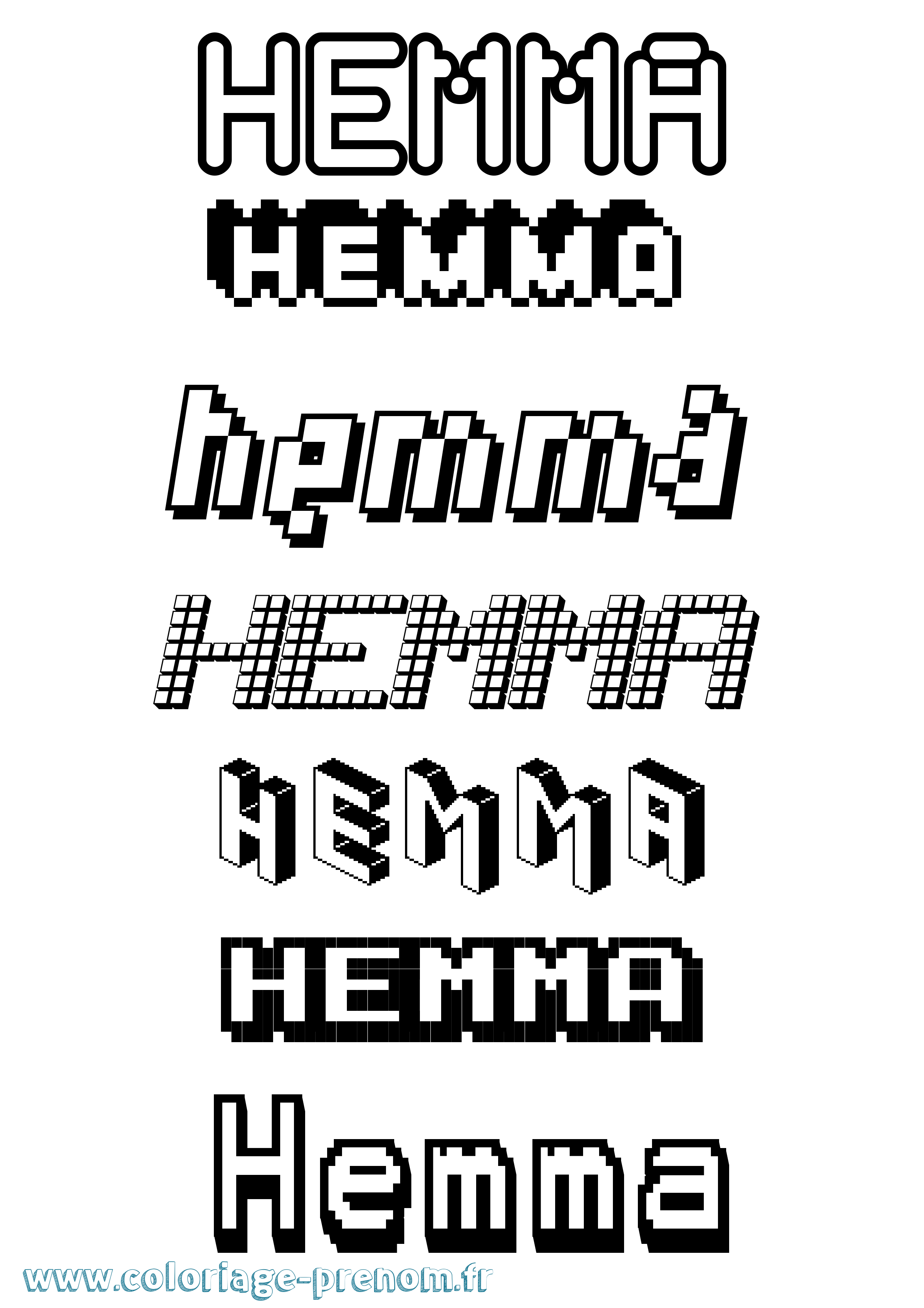 Coloriage Hemma Pixel Coloriage prénom Hemma Pixel