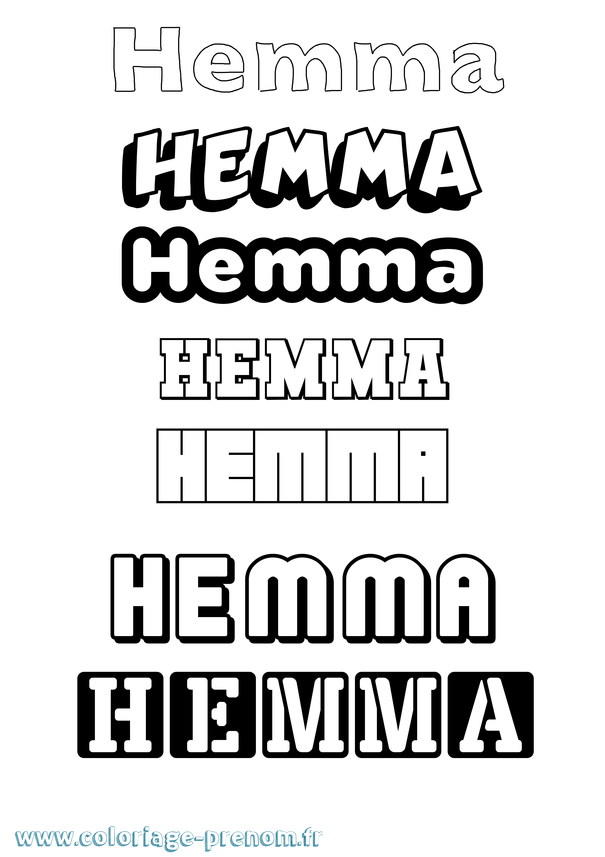Coloriage Hemma Simple Coloriage prénom Hemma Simple