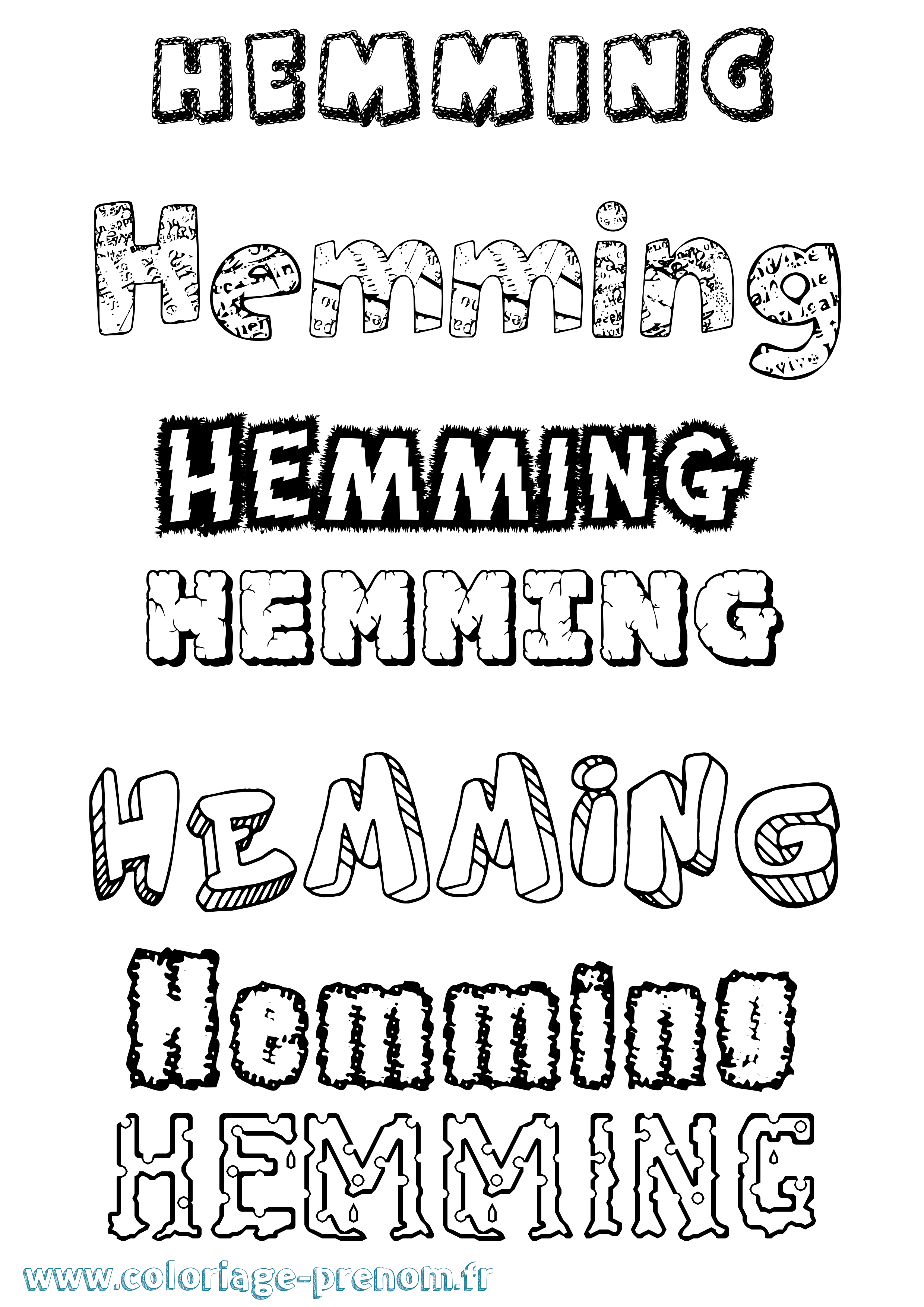Coloriage Hemming Destructuré Coloriage prénom Hemming Destructuré