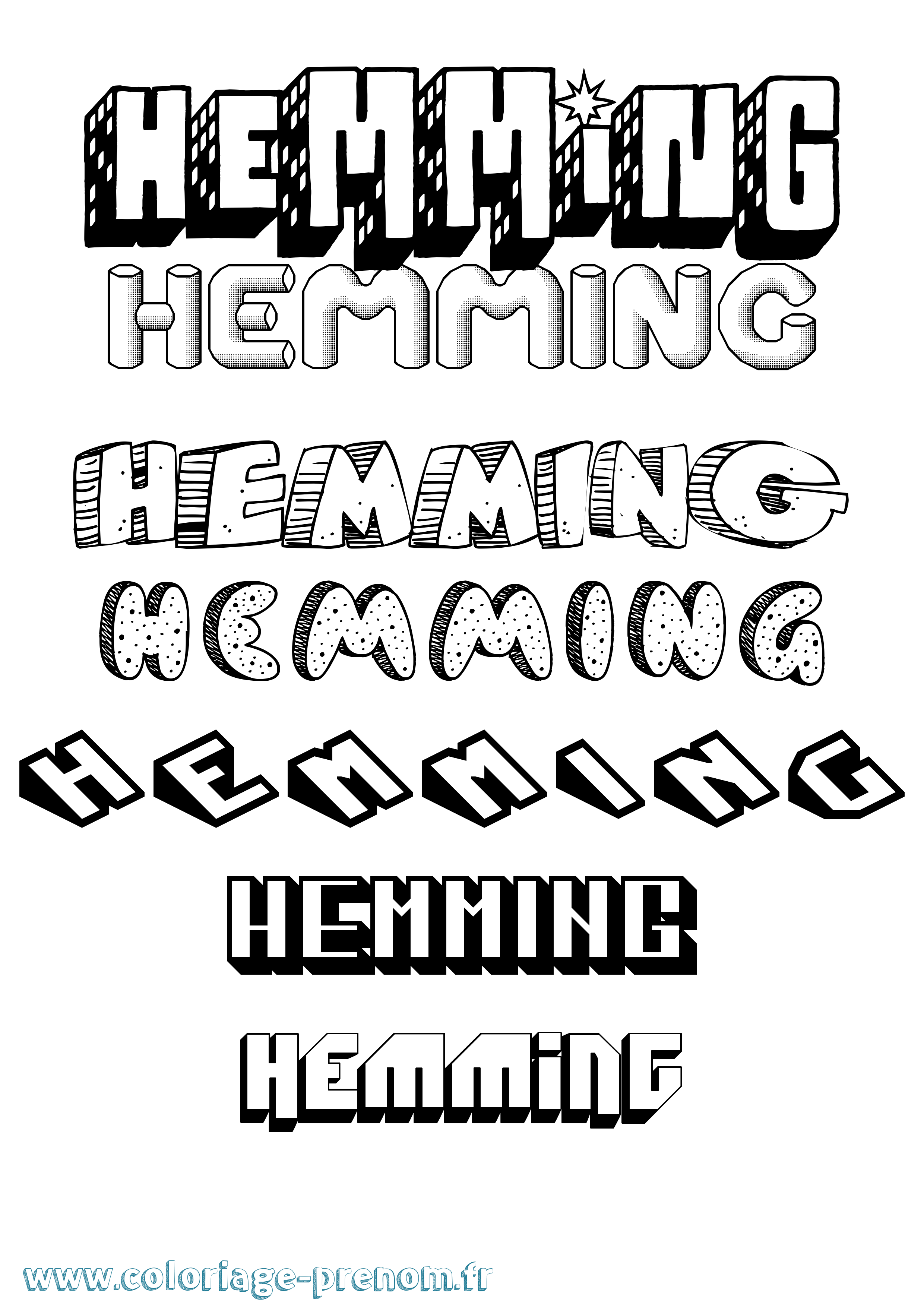 Coloriage Hemming Effet 3D Coloriage prénom Hemming Effet 3D
