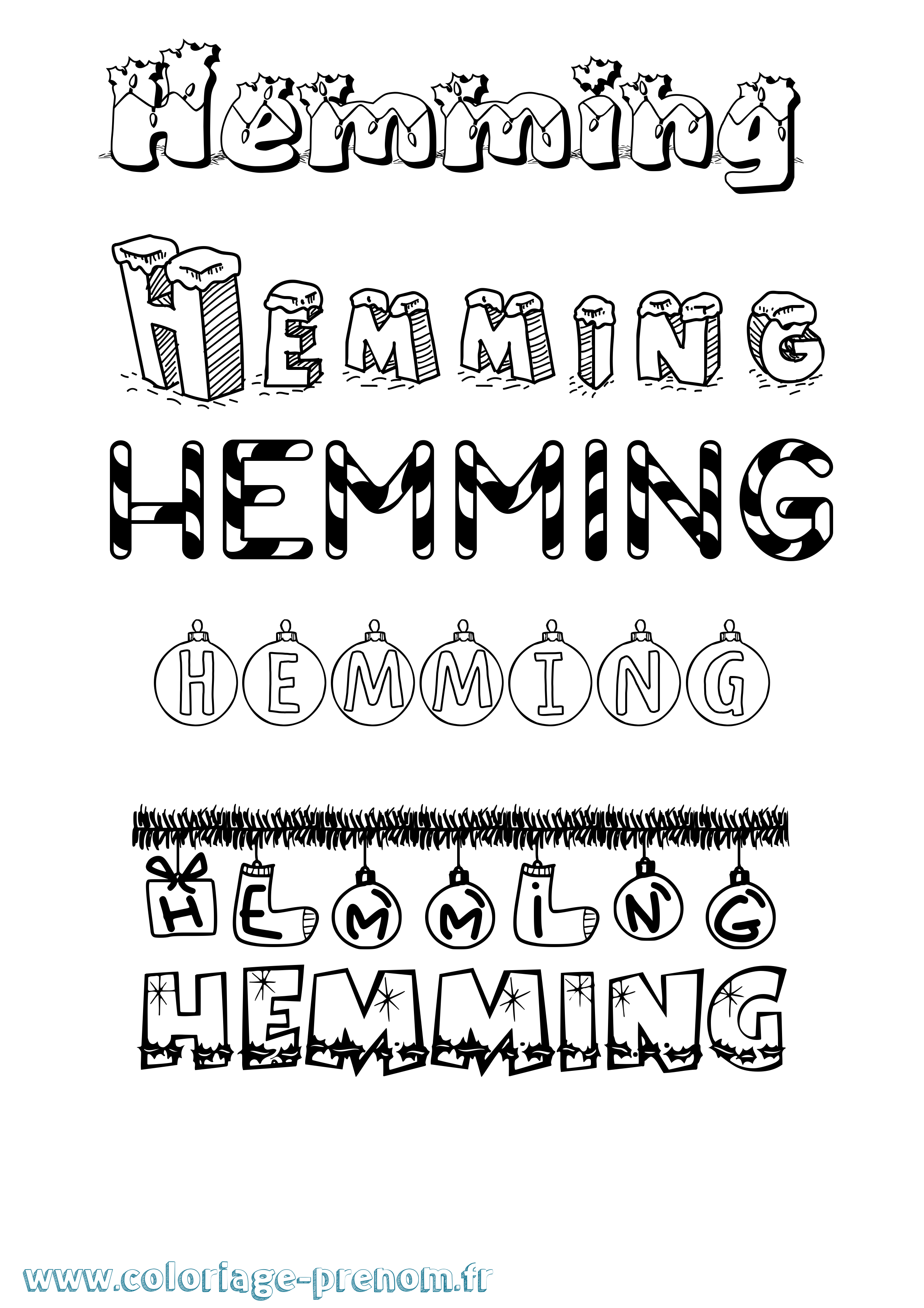 Coloriage Hemming Noël Coloriage prénom Hemming Noël