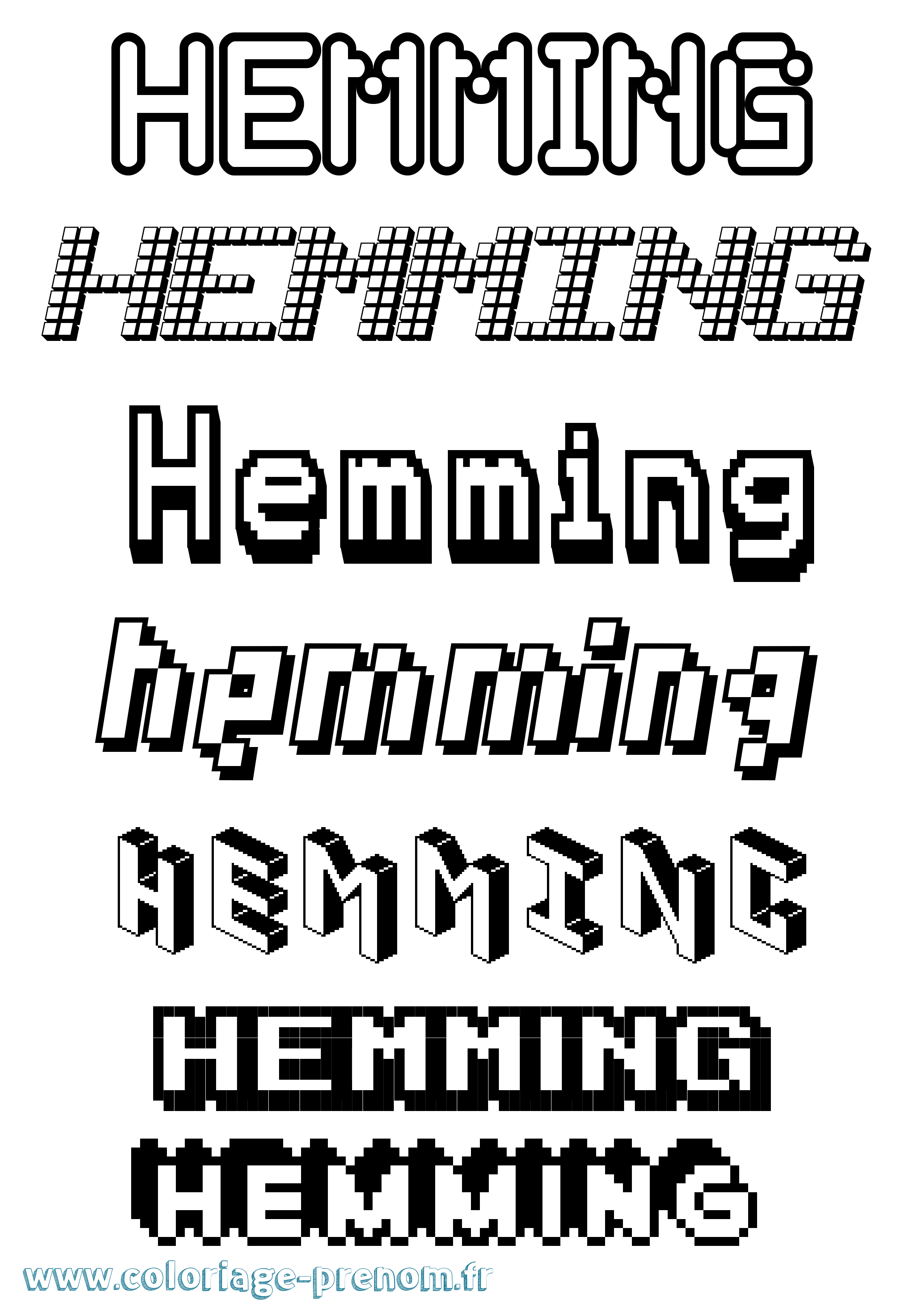 Coloriage Hemming Pixel Coloriage prénom Hemming Pixel