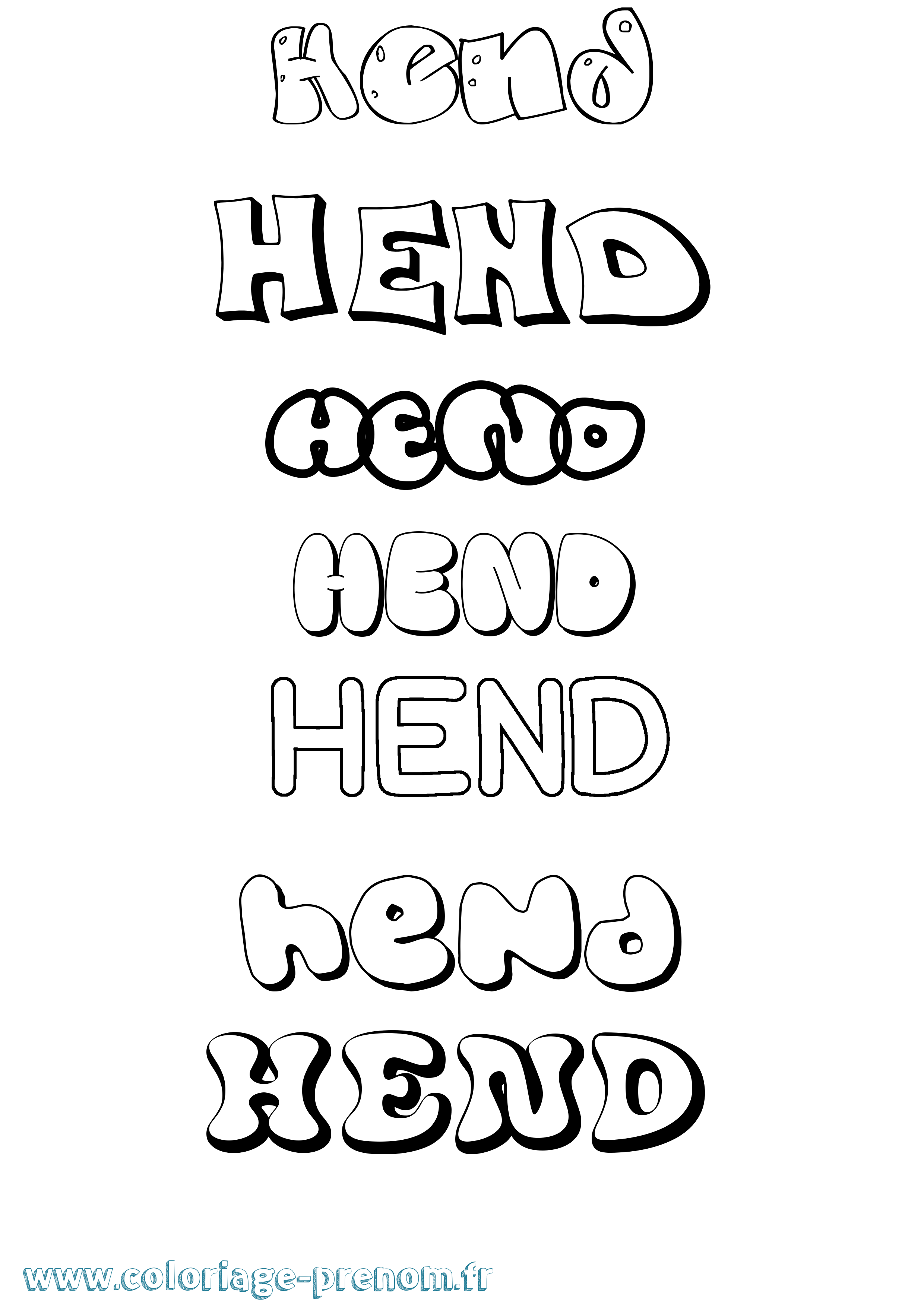Coloriage Hend Bubble Coloriage prénom Hend Bubble