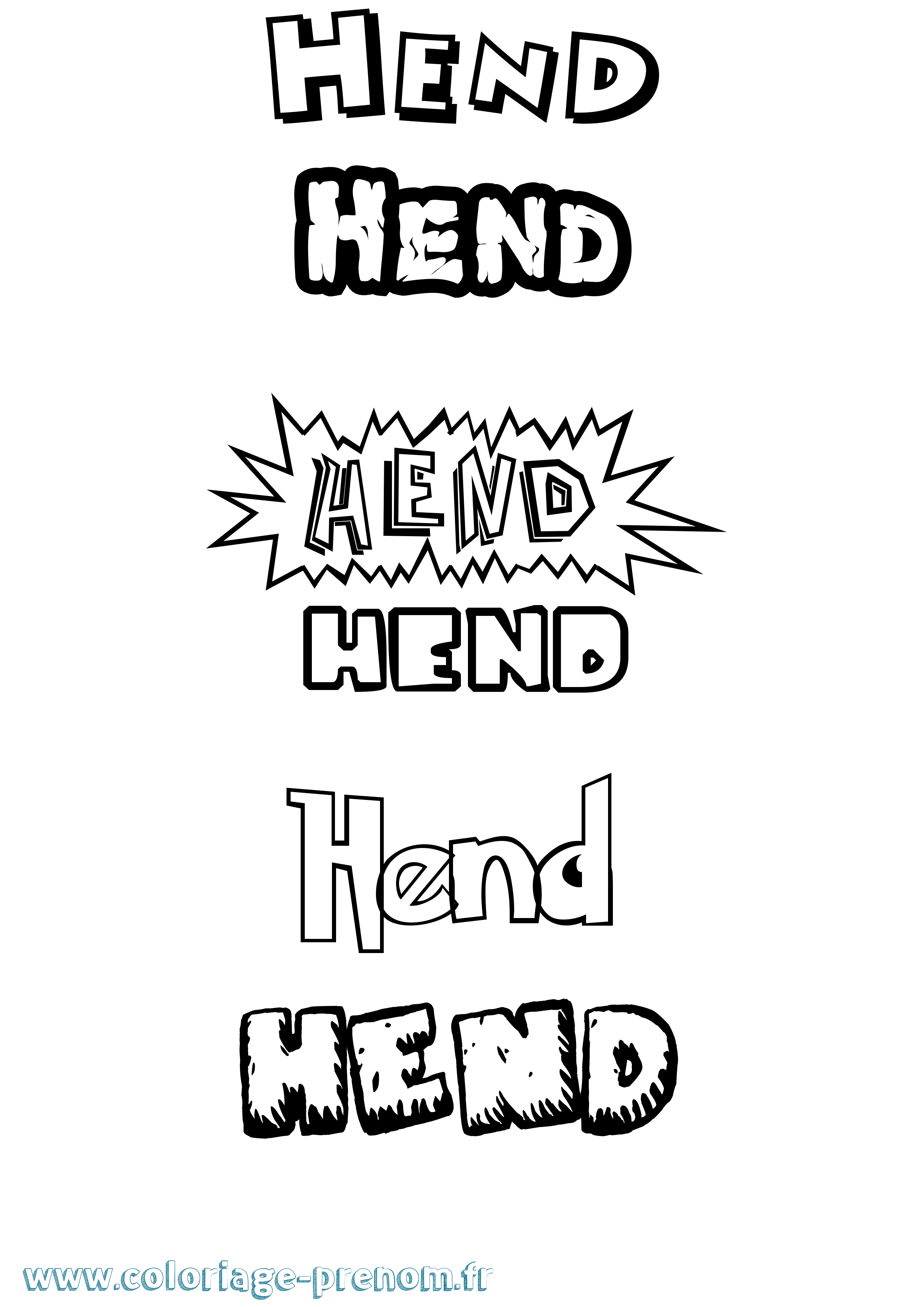 Coloriage Hend Dessin Animé Coloriage prénom Hend Dessin Animé