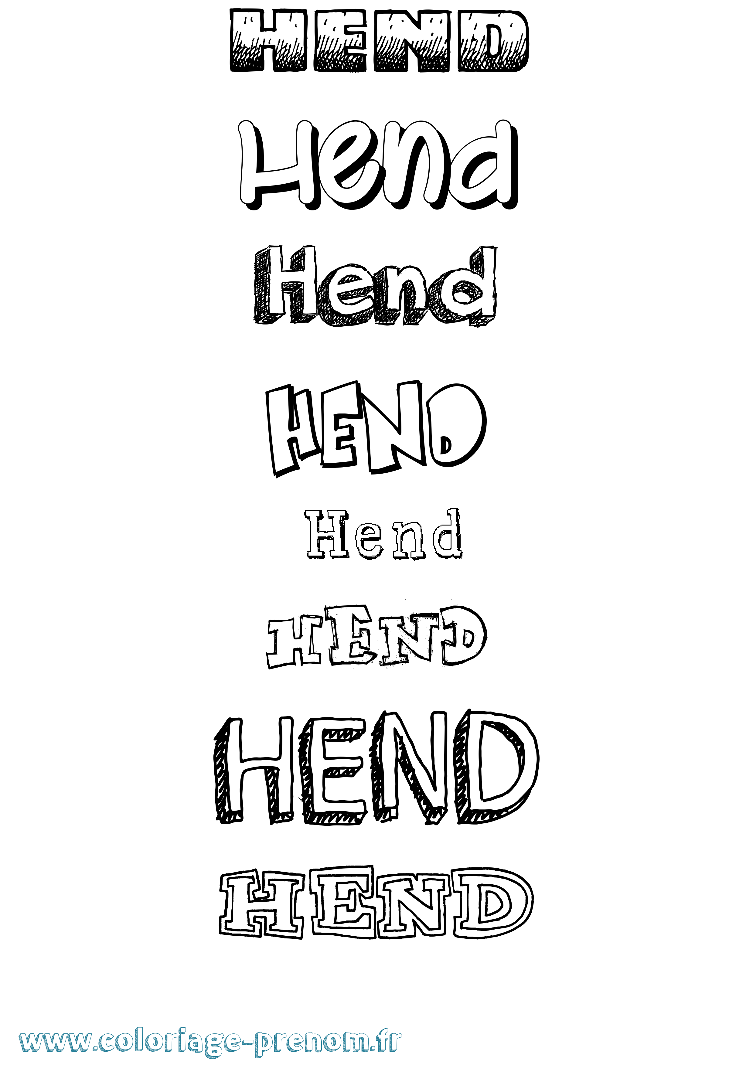Coloriage Hend Dessiné Coloriage prénom Hend Dessiné
