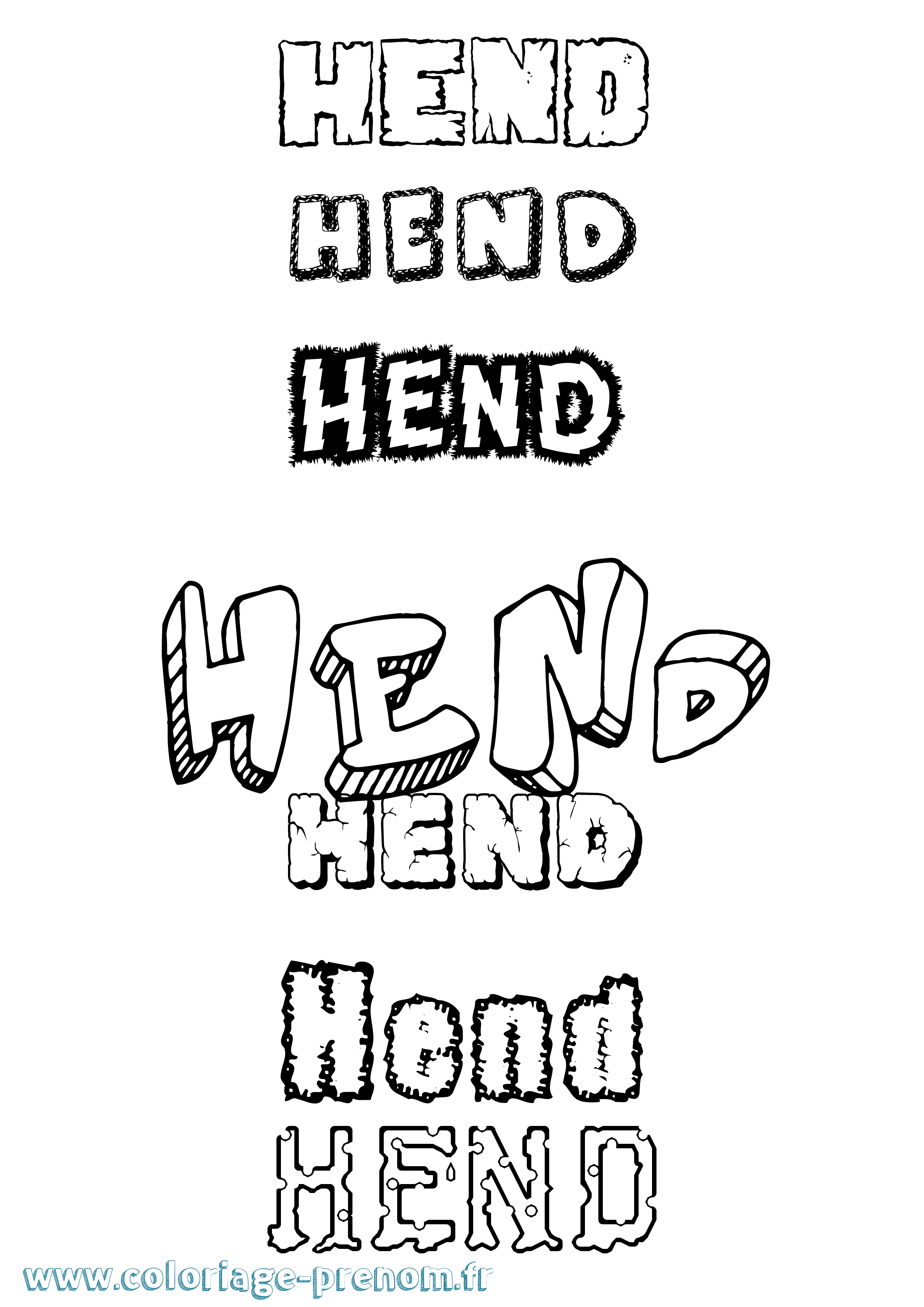 Coloriage Hend Destructuré Coloriage prénom Hend Destructuré