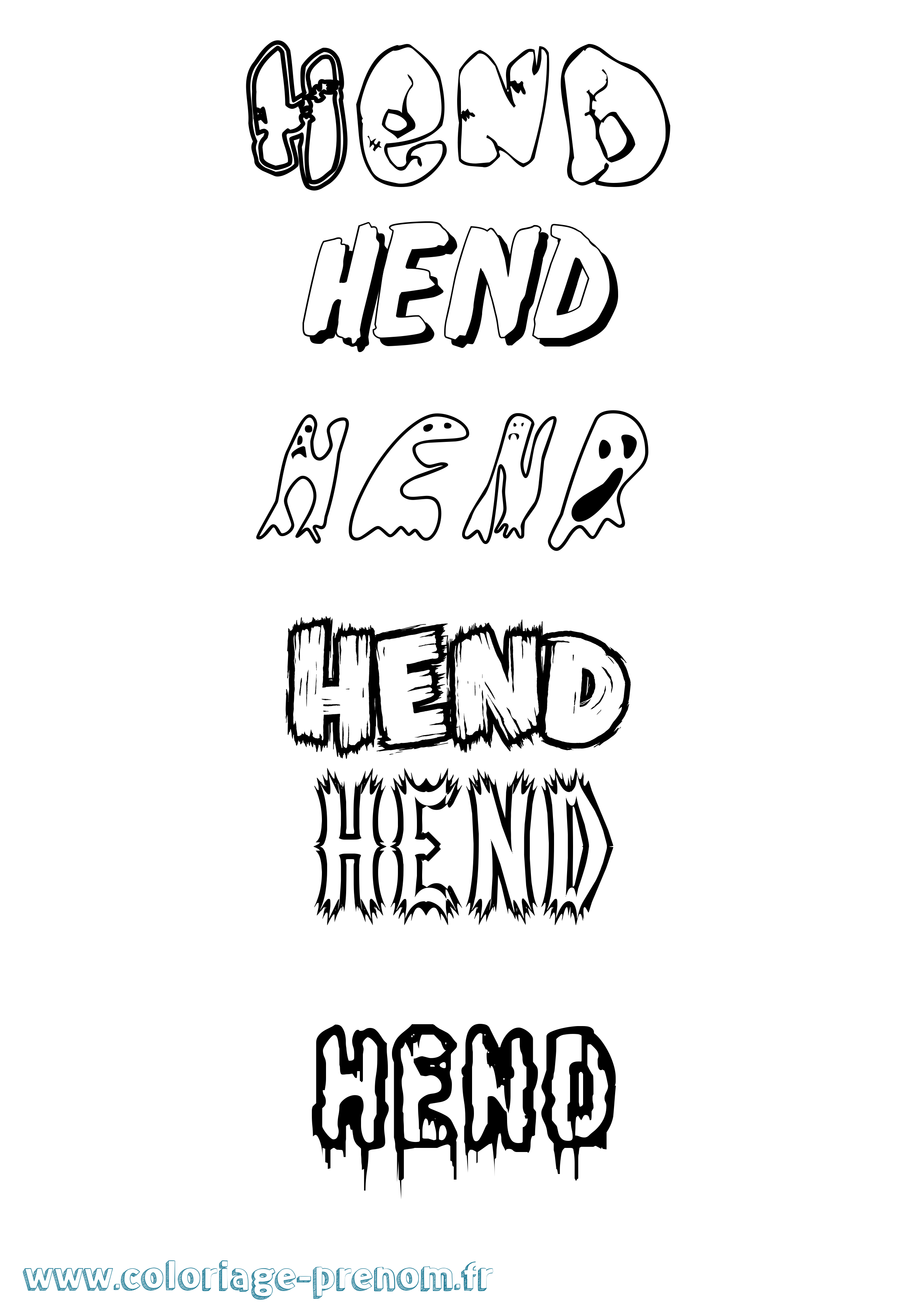 Coloriage Hend Frisson Coloriage prénom Hend Frisson