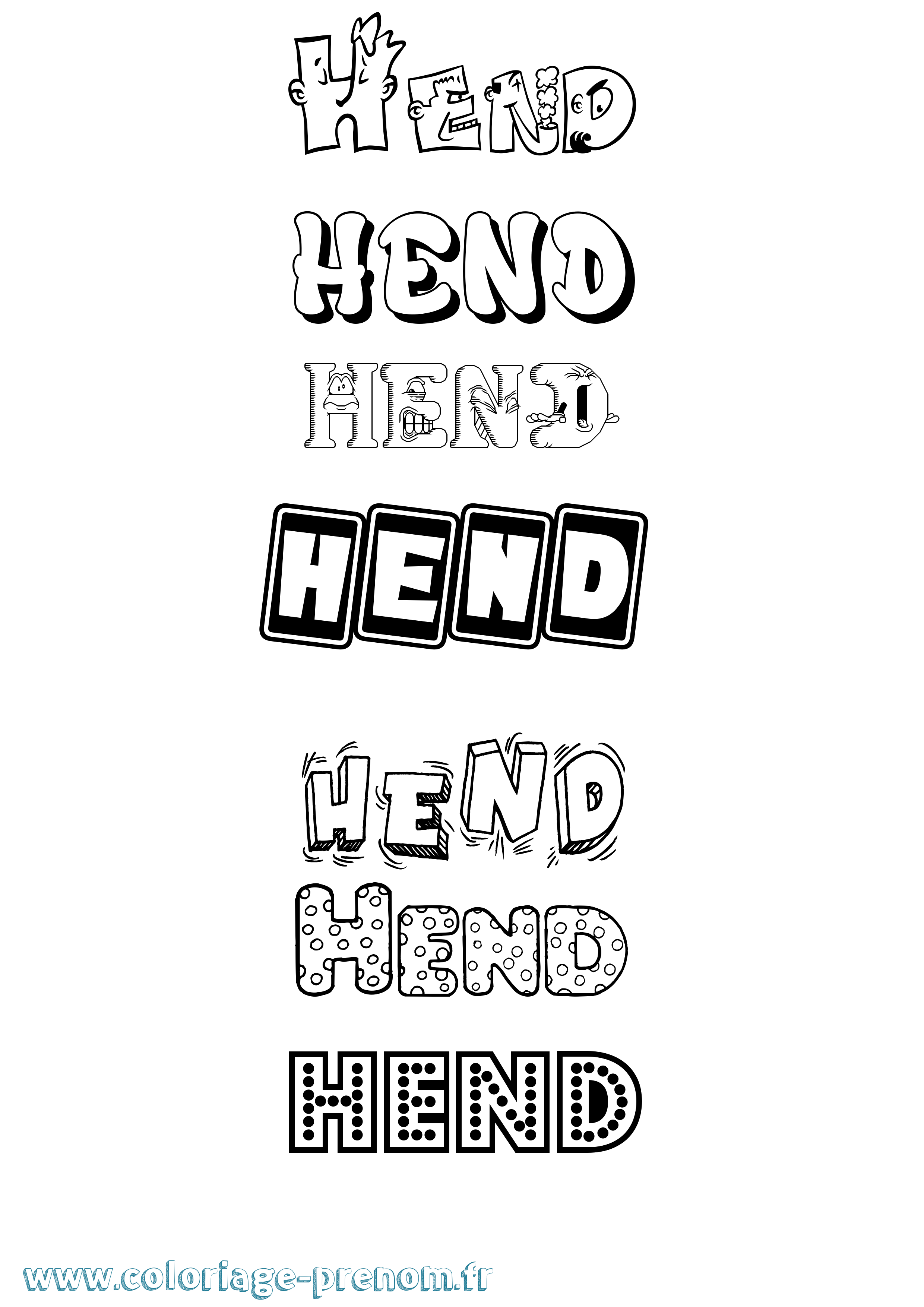 Coloriage Hend Fun Coloriage prénom Hend Fun