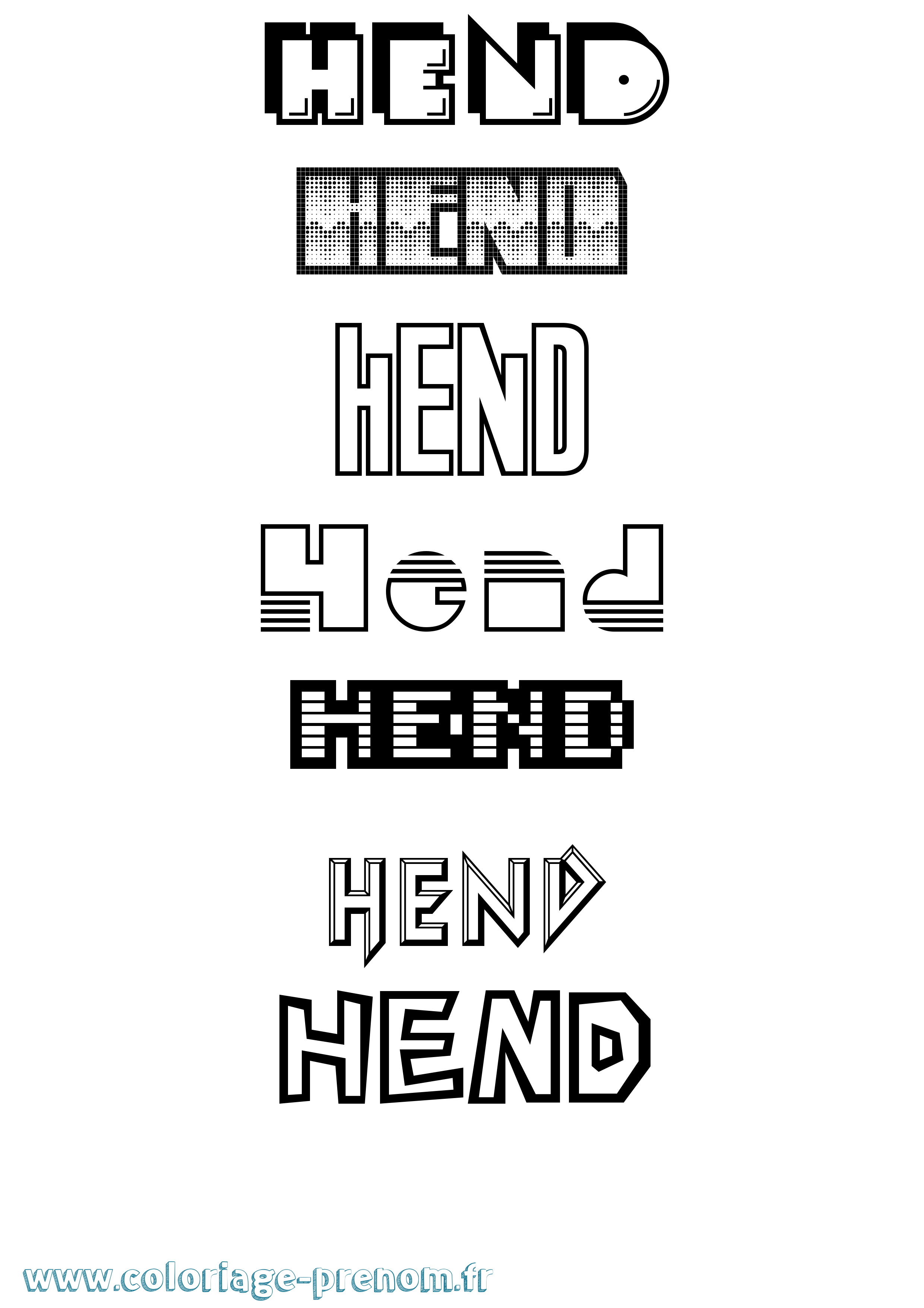 Coloriage Hend Jeux Vidéos Coloriage prénom Hend Jeux Vidéos