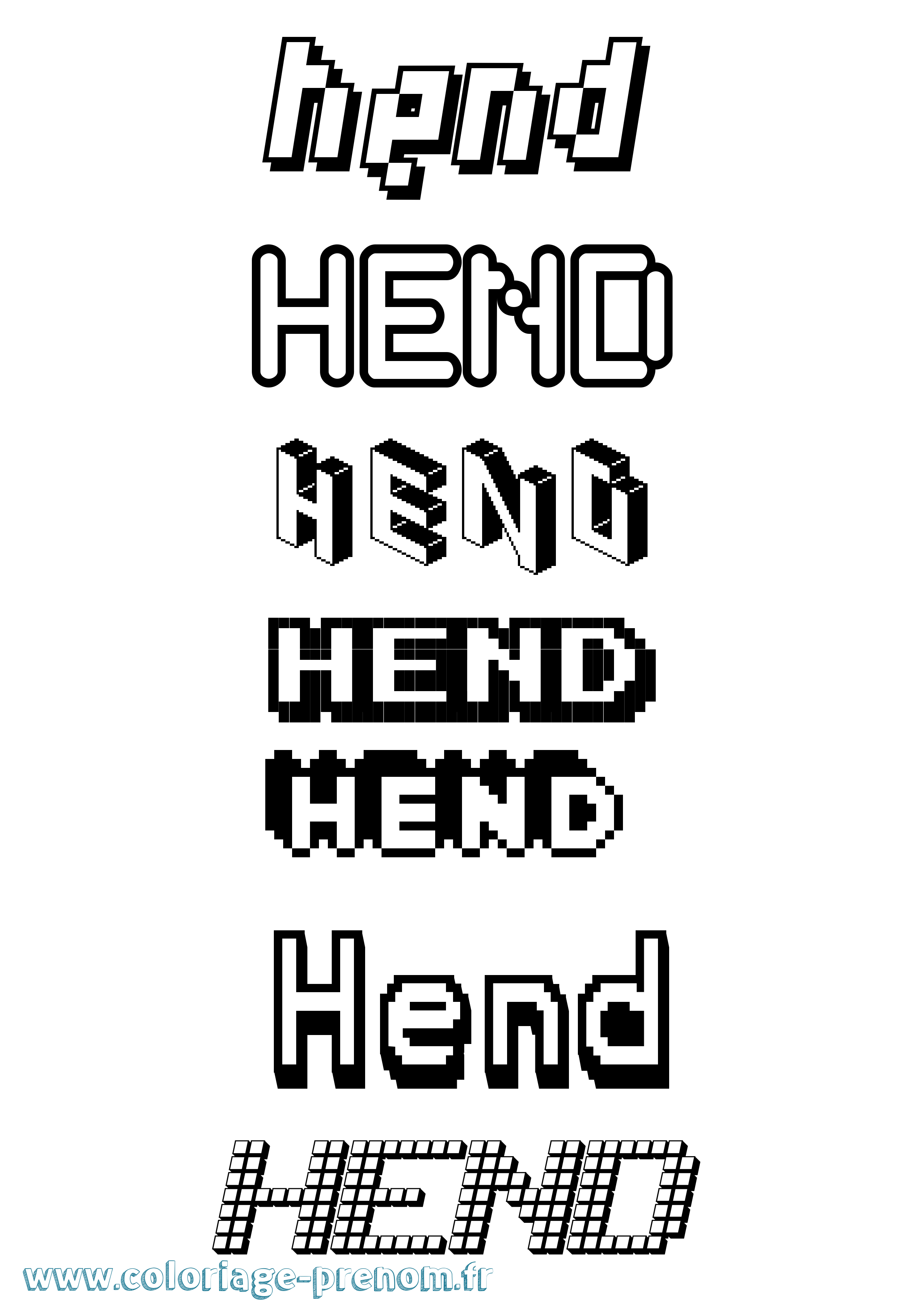 Coloriage Hend Pixel Coloriage prénom Hend Pixel