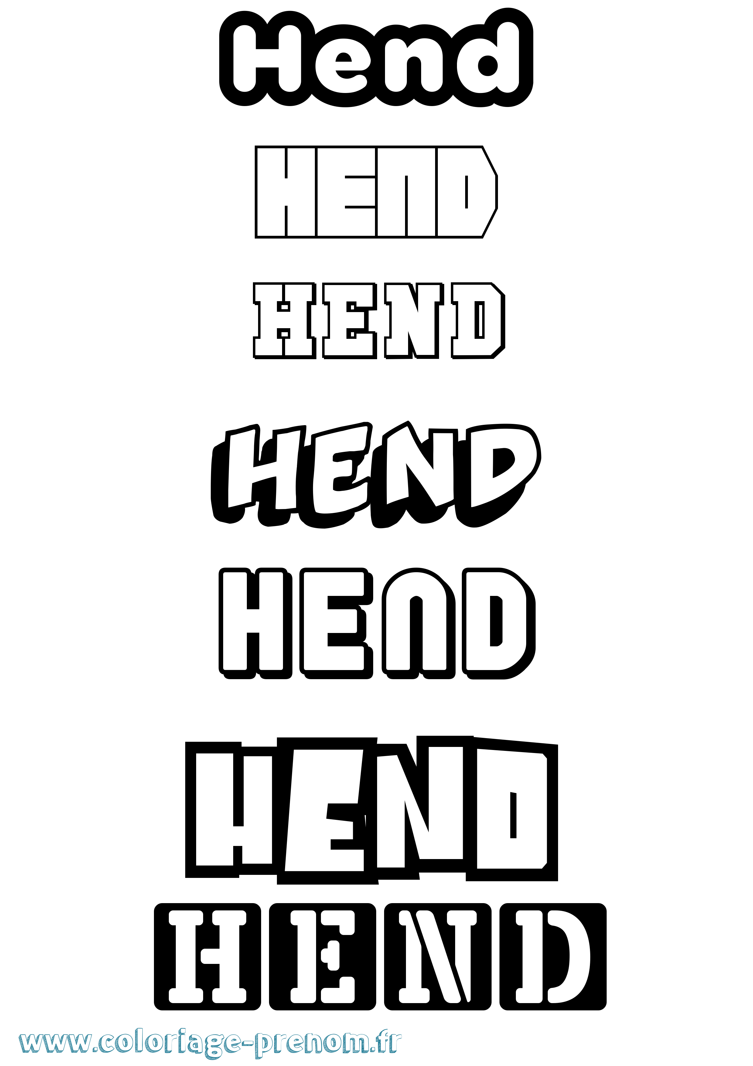 Coloriage Hend Simple Coloriage prénom Hend Simple