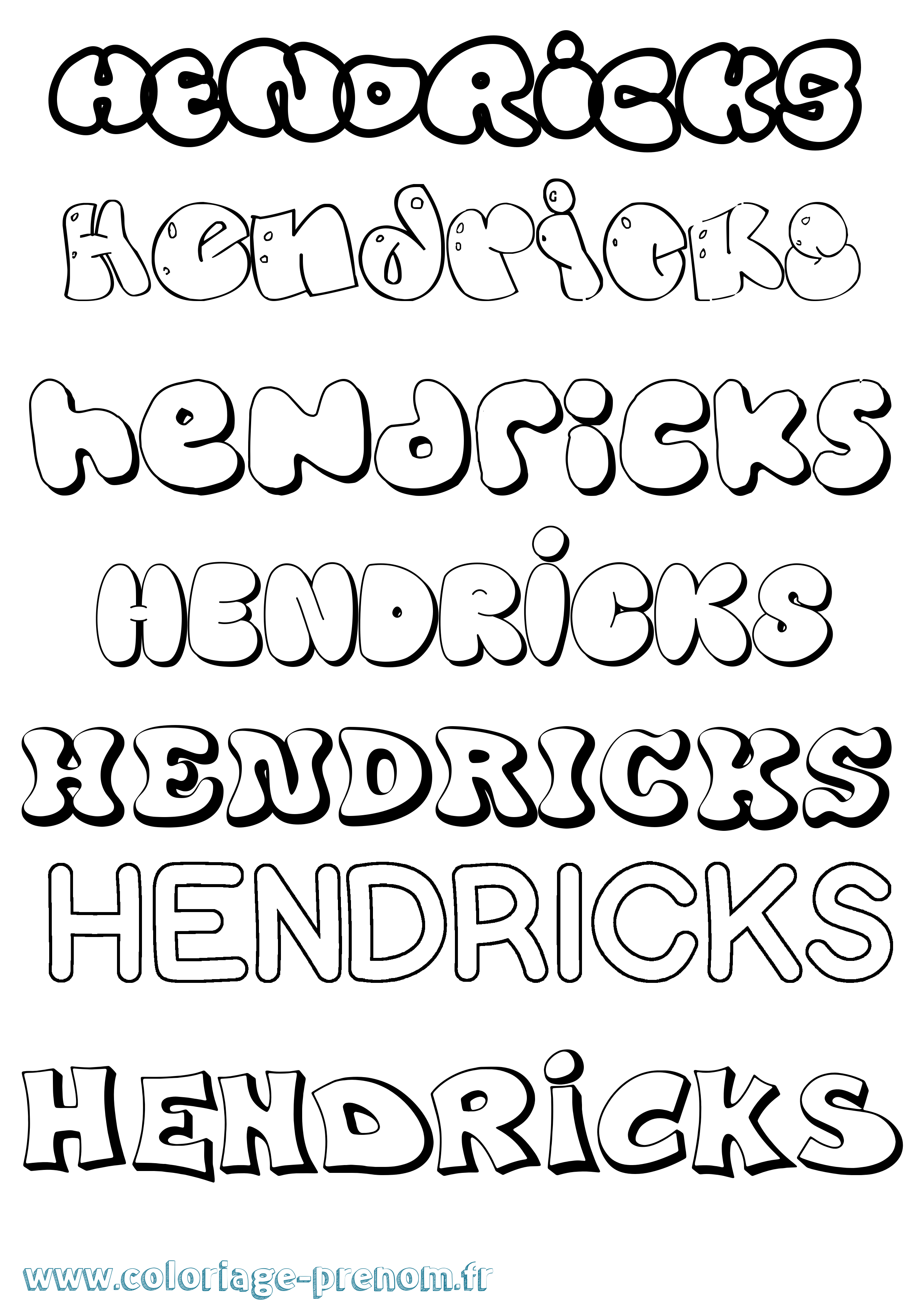 Coloriage Hendricks Bubble Coloriage prénom Hendricks Bubble