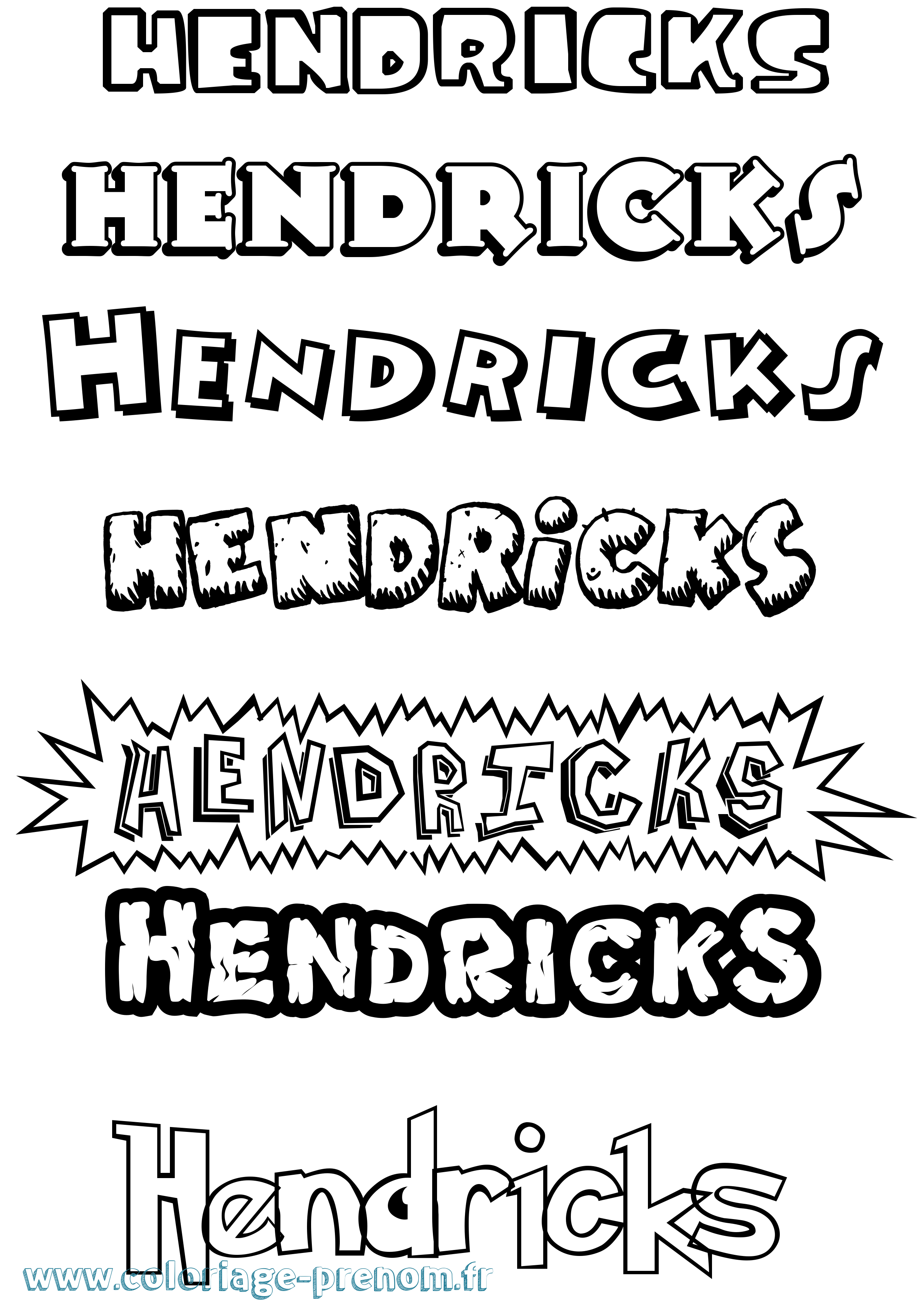 Coloriage Hendricks Dessin Animé Coloriage prénom Hendricks Dessin Animé