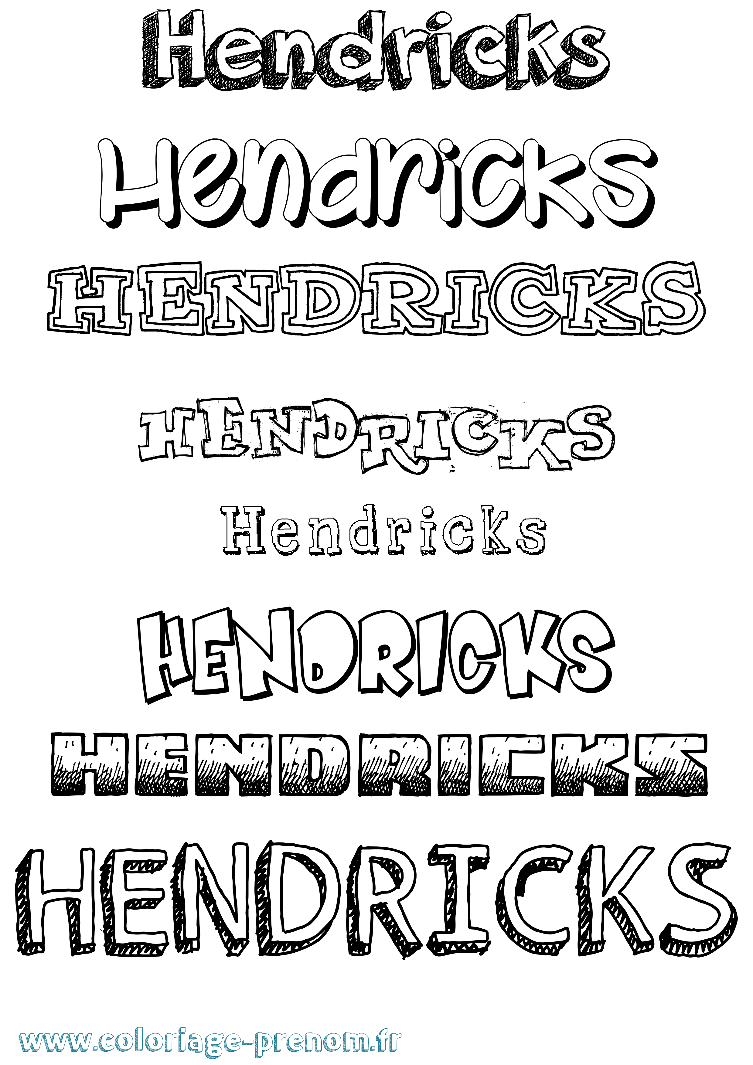 Coloriage Hendricks Dessiné Coloriage prénom Hendricks Dessiné