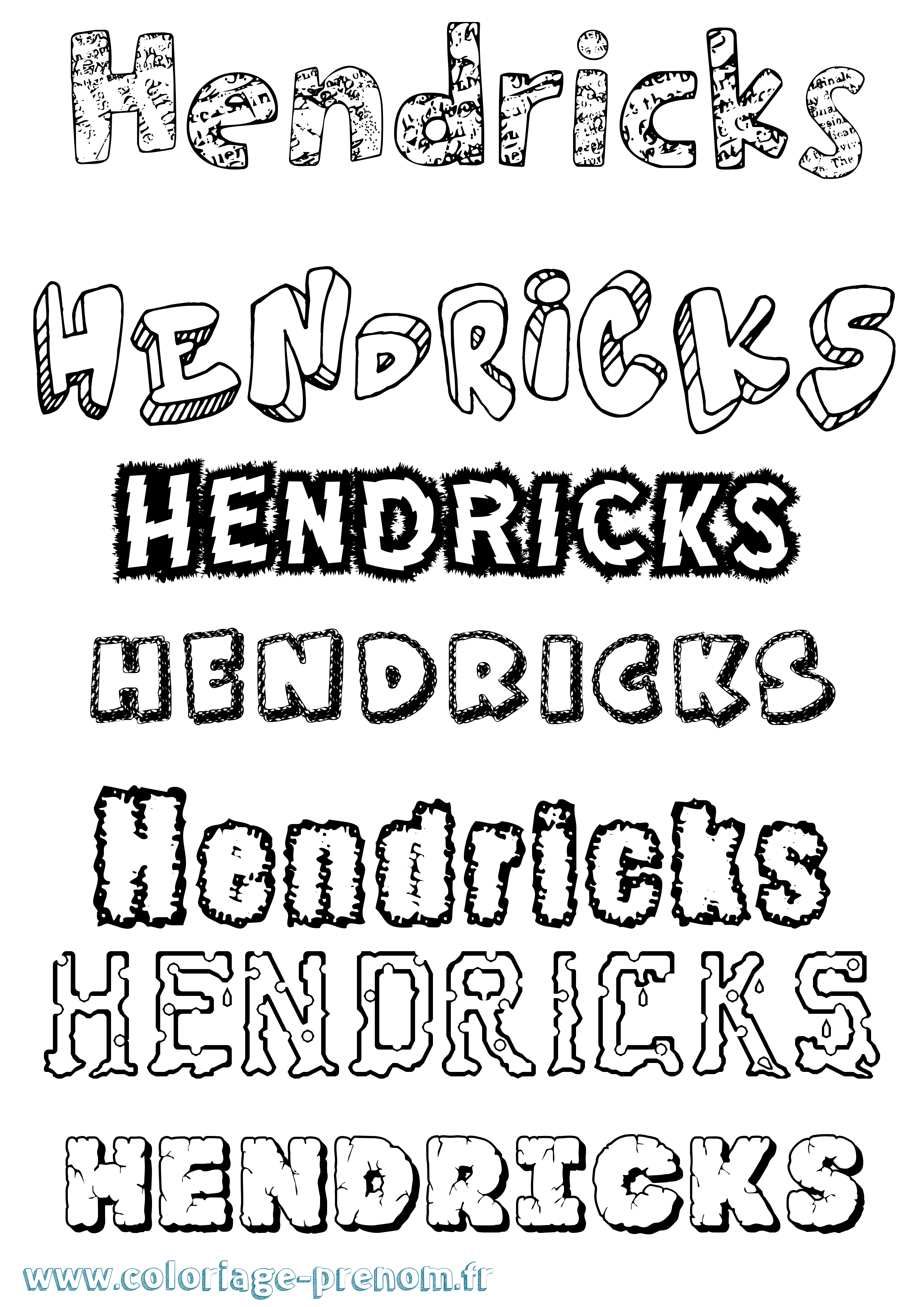Coloriage Hendricks Destructuré Coloriage prénom Hendricks Destructuré