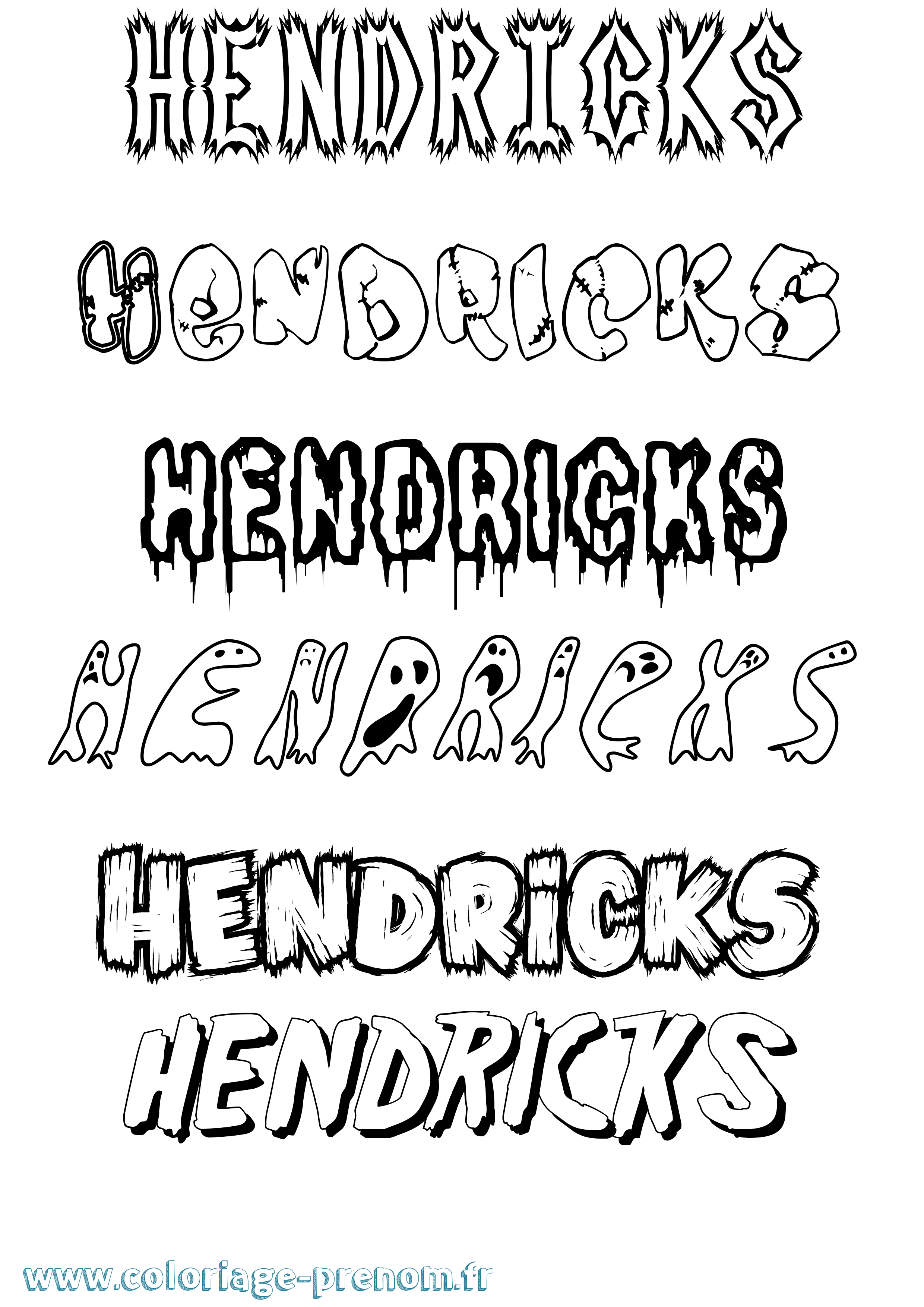Coloriage Hendricks Frisson Coloriage prénom Hendricks Frisson