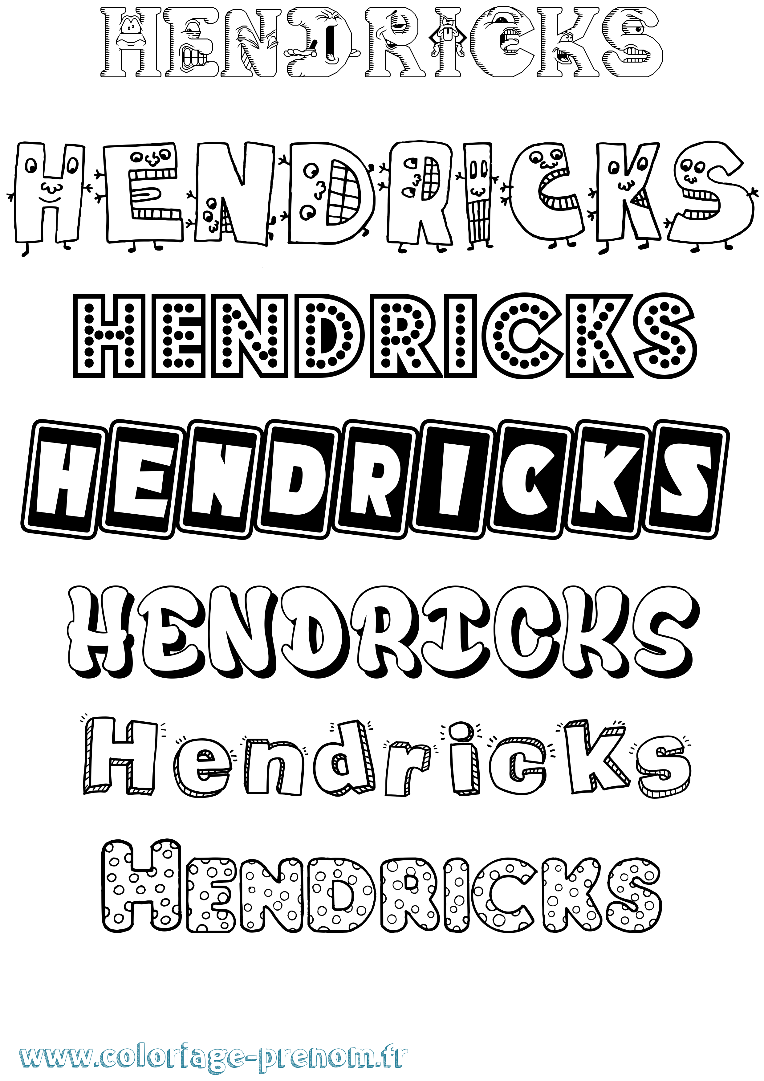 Coloriage Hendricks Fun Coloriage prénom Hendricks Fun