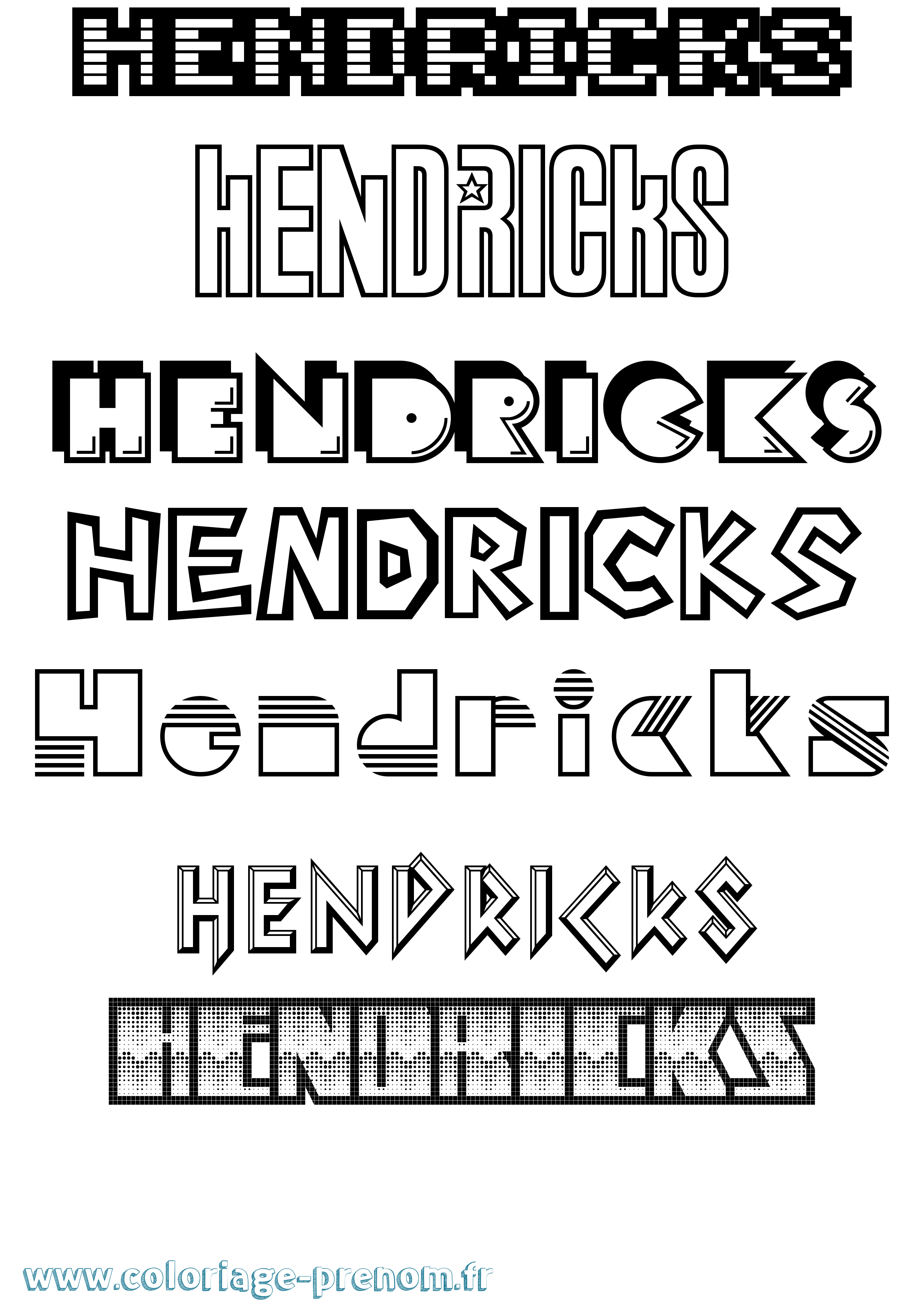 Coloriage Hendricks Jeux Vidéos Coloriage prénom Hendricks Jeux Vidéos