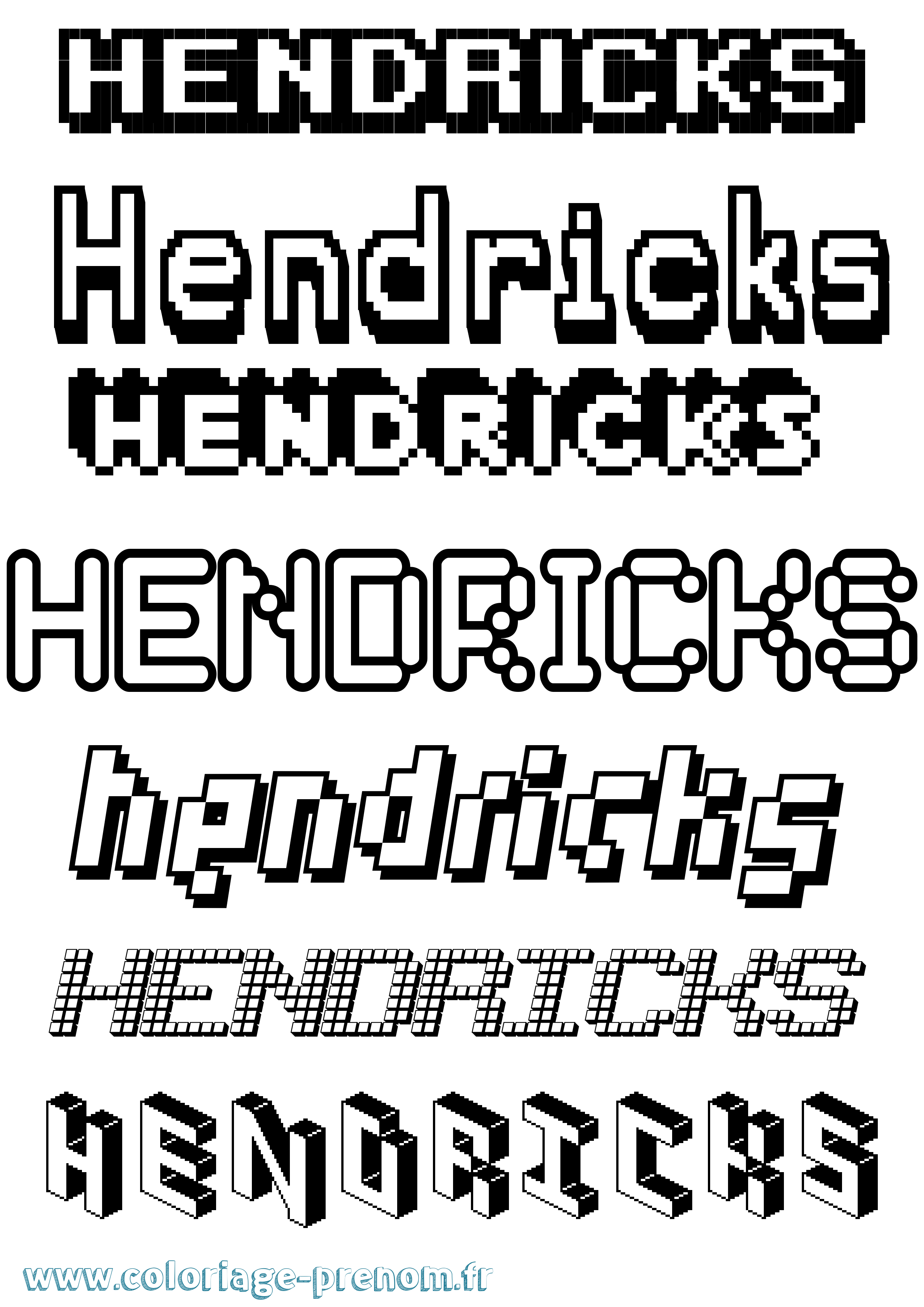 Coloriage Hendricks Pixel Coloriage prénom Hendricks Pixel