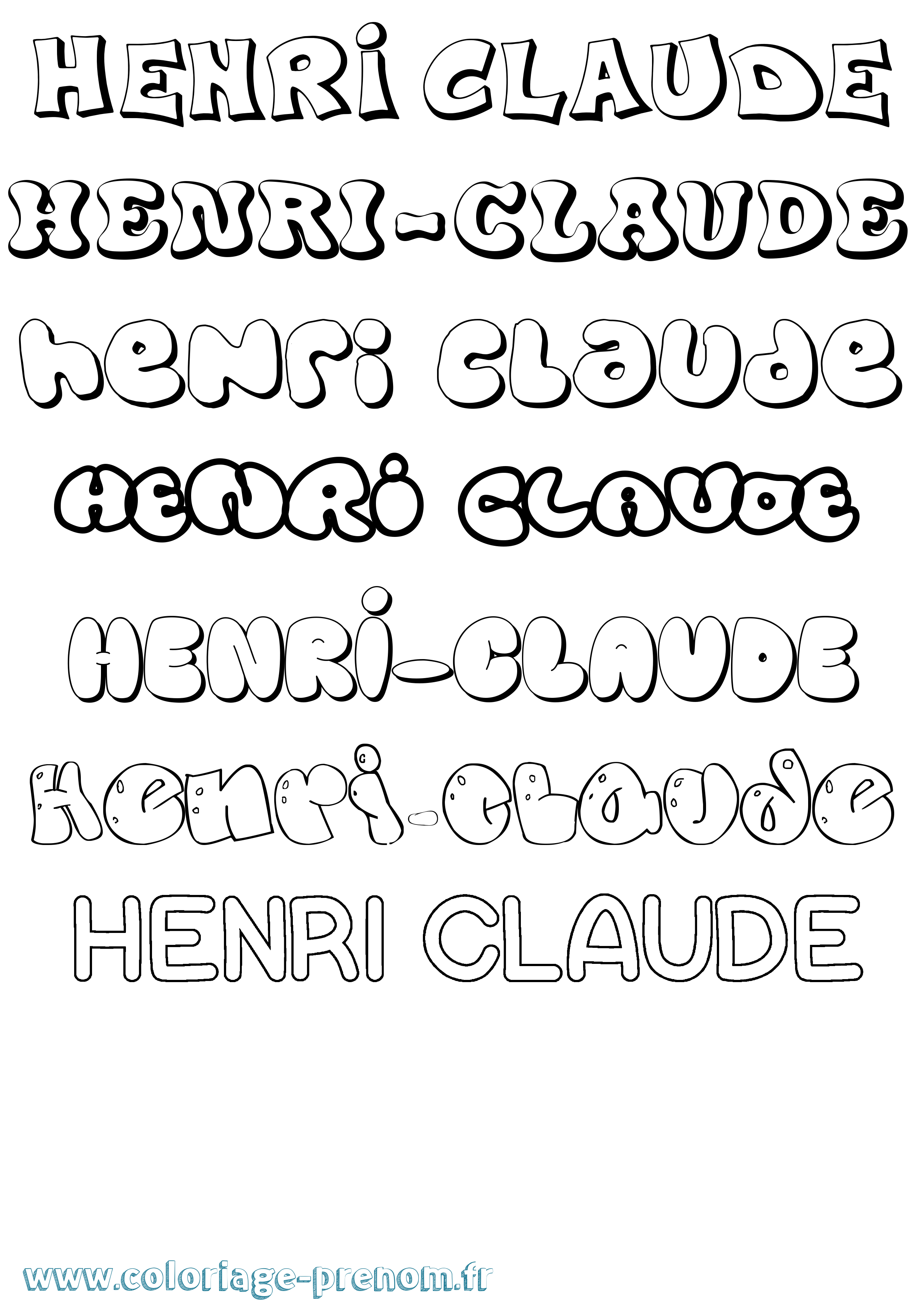 Coloriage Henri-Claude Bubble Coloriage prénom Henri-Claude Bubble
