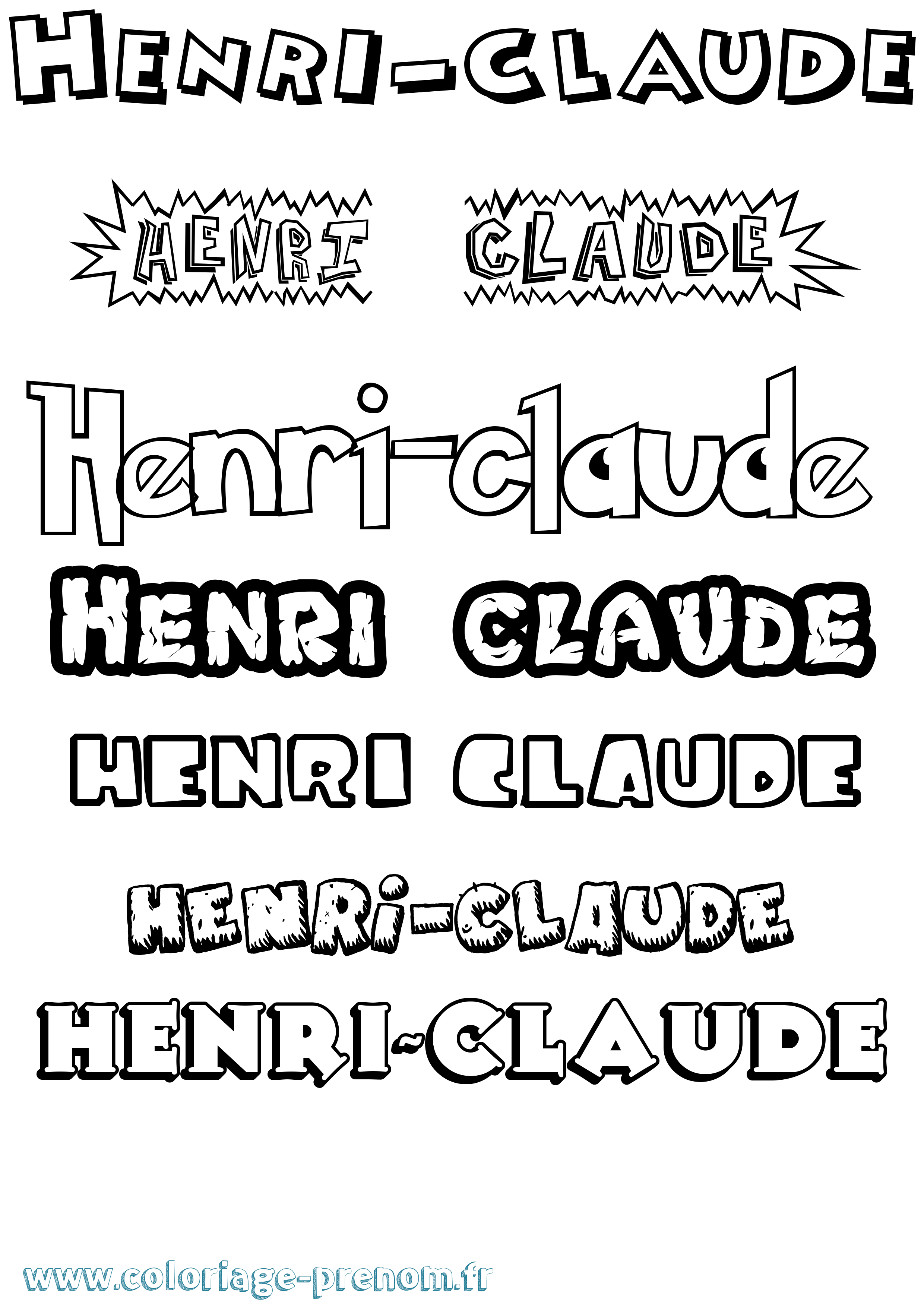 Coloriage Henri-Claude Dessin Animé Coloriage prénom Henri-Claude Dessin Animé