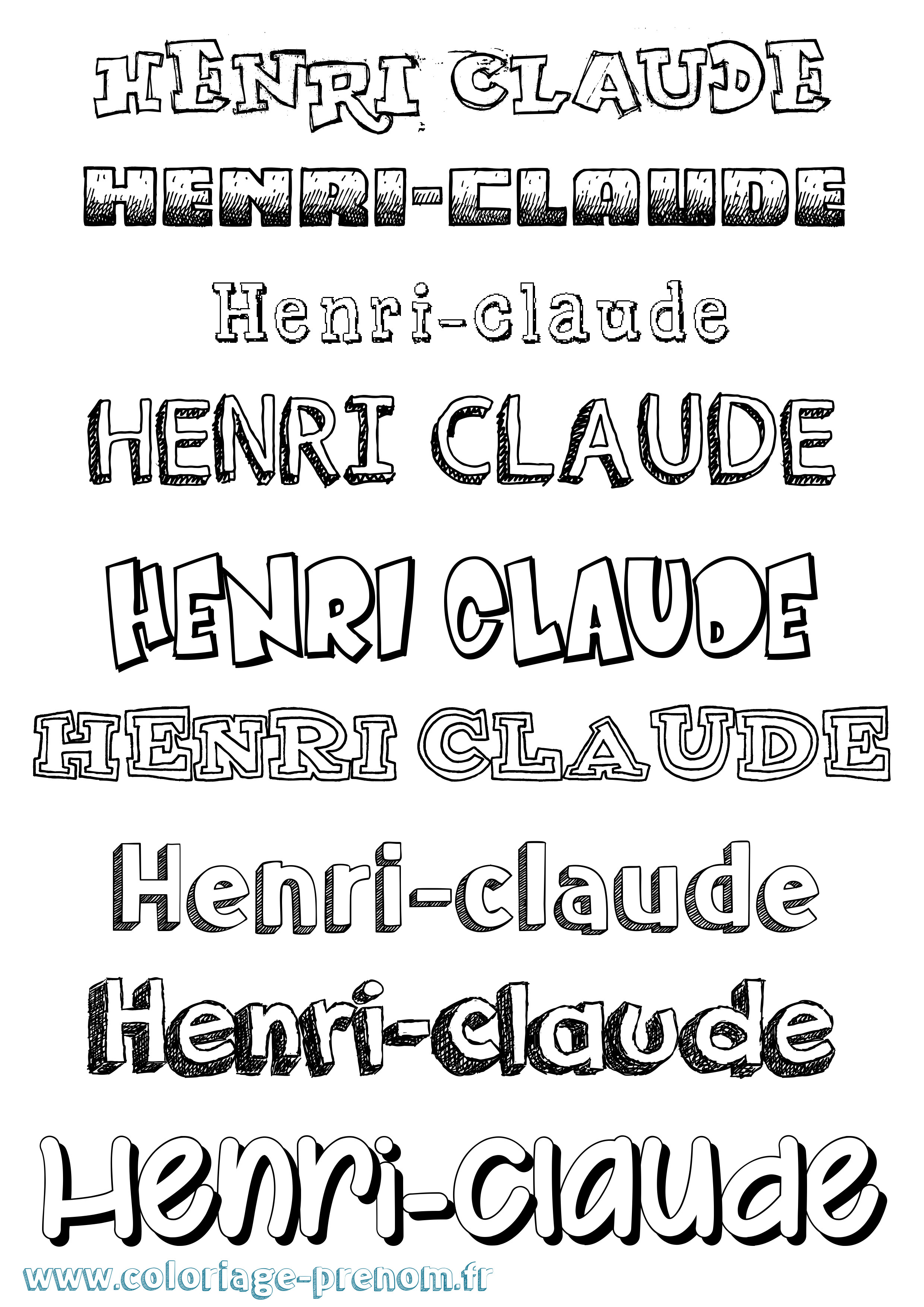 Coloriage Henri-Claude Dessiné Coloriage prénom Henri-Claude Dessiné