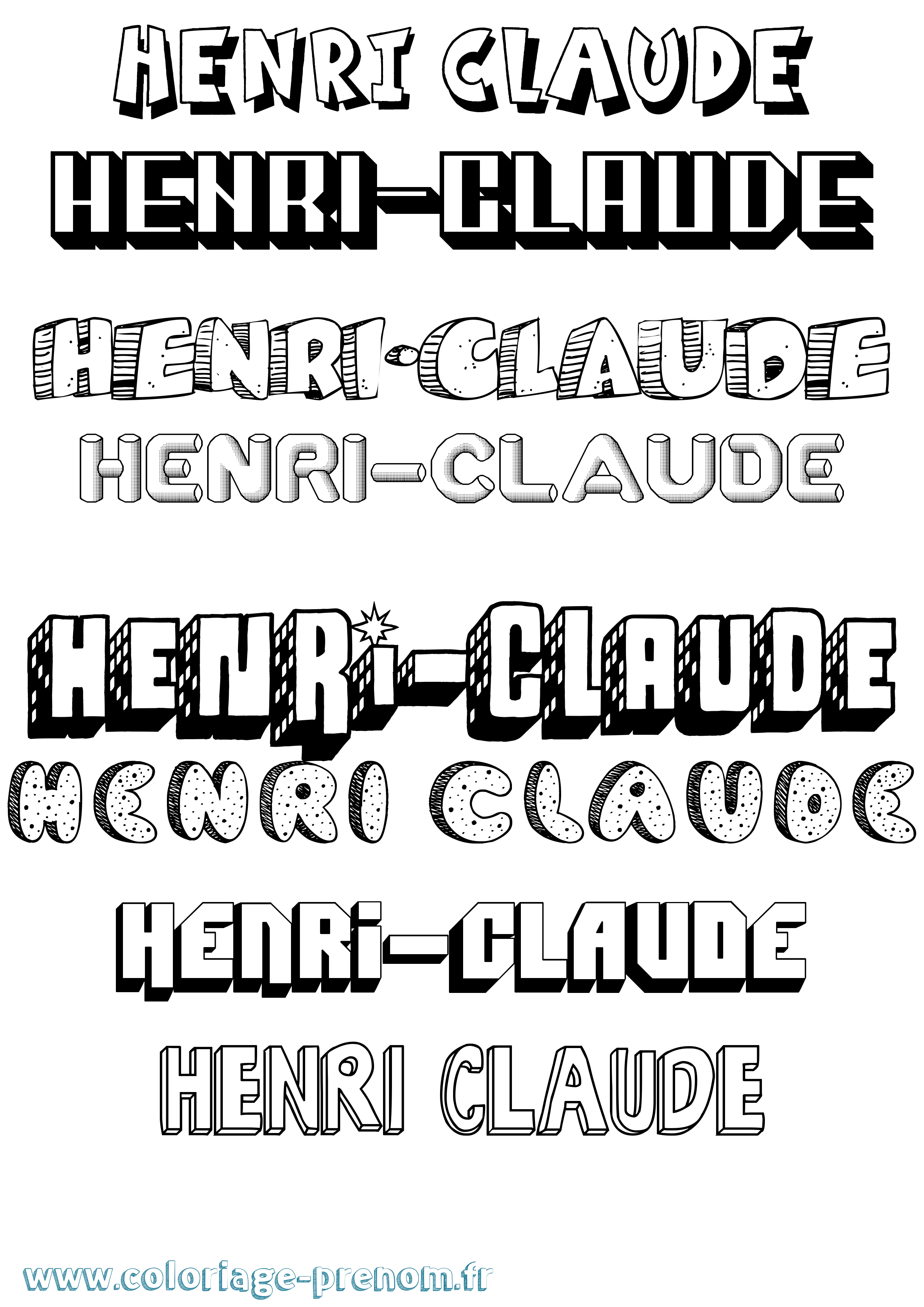 Coloriage Henri-Claude Effet 3D Coloriage prénom Henri-Claude Effet 3D