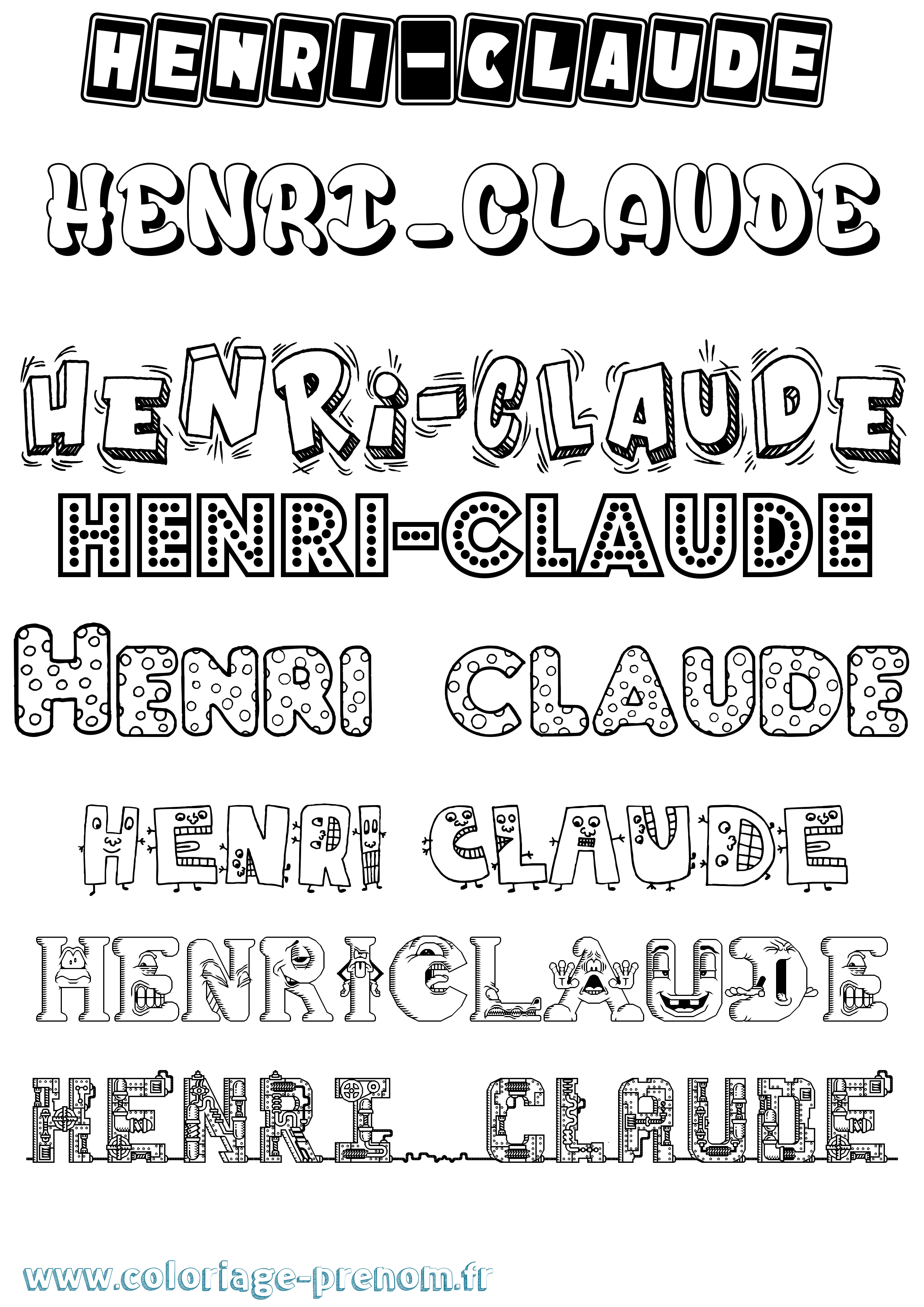 Coloriage Henri-Claude Fun Coloriage prénom Henri-Claude Fun