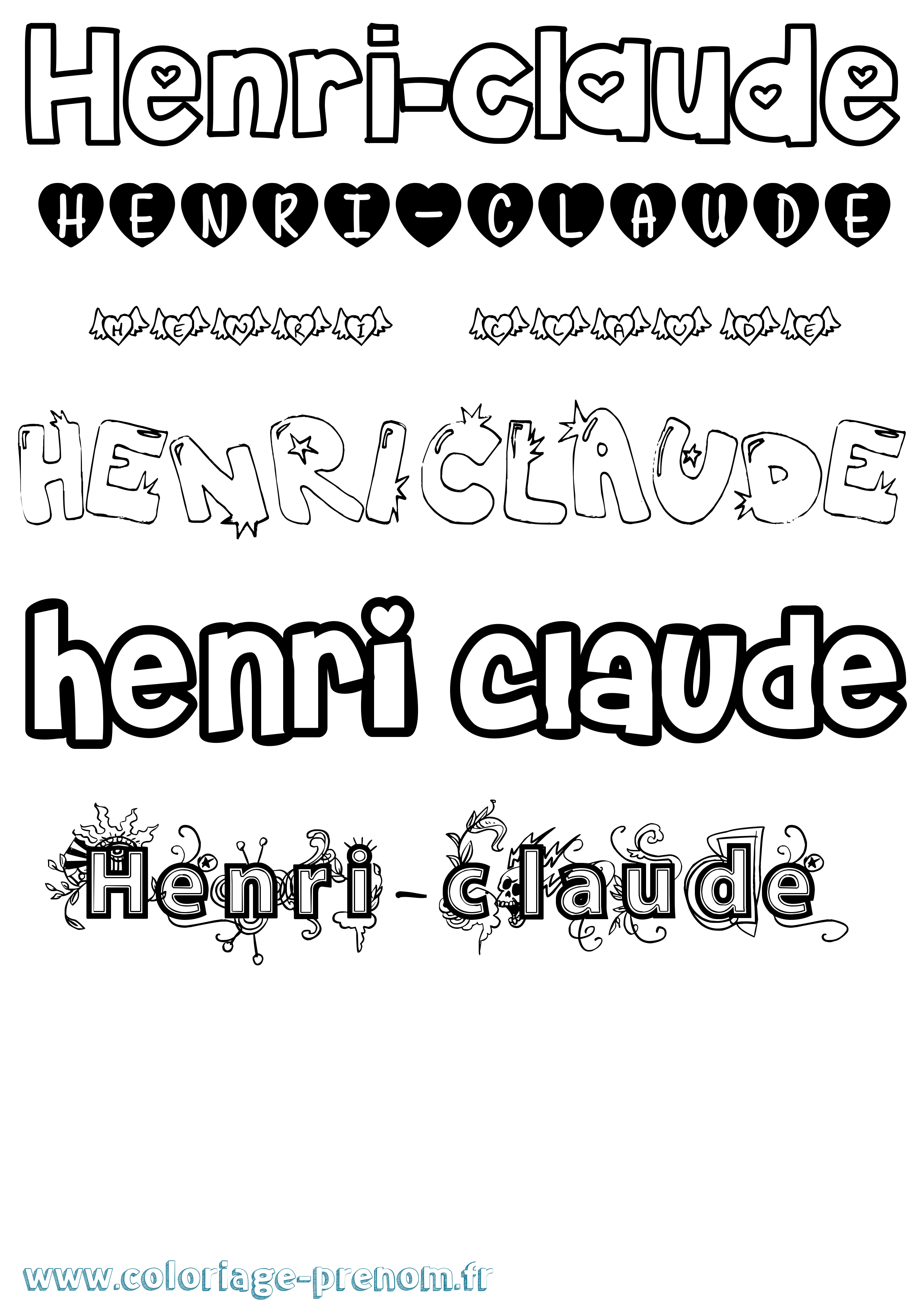 Coloriage Henri-Claude Girly Coloriage prénom Henri-Claude Girly
