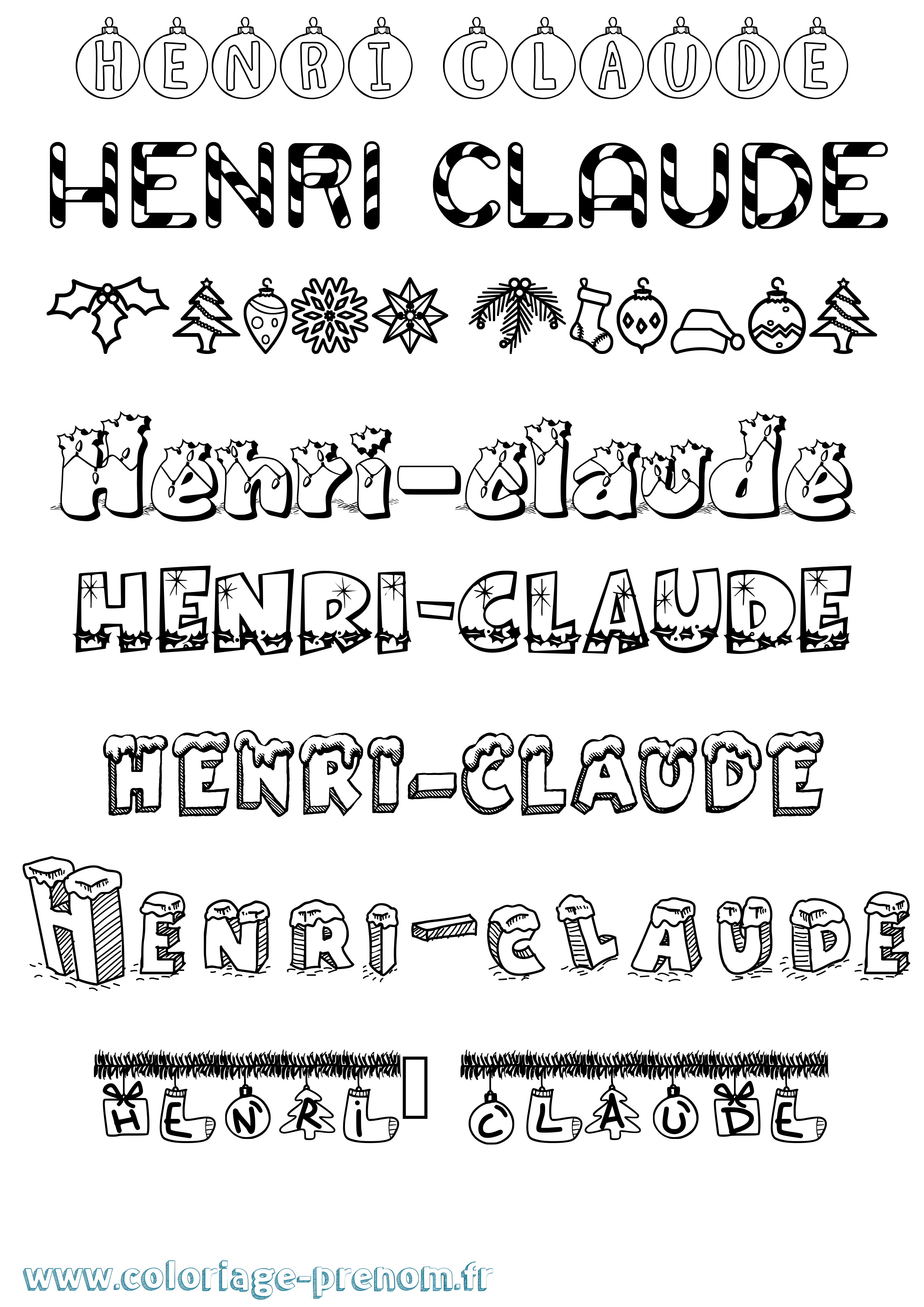 Coloriage Henri-Claude Noël Coloriage prénom Henri-Claude Noël