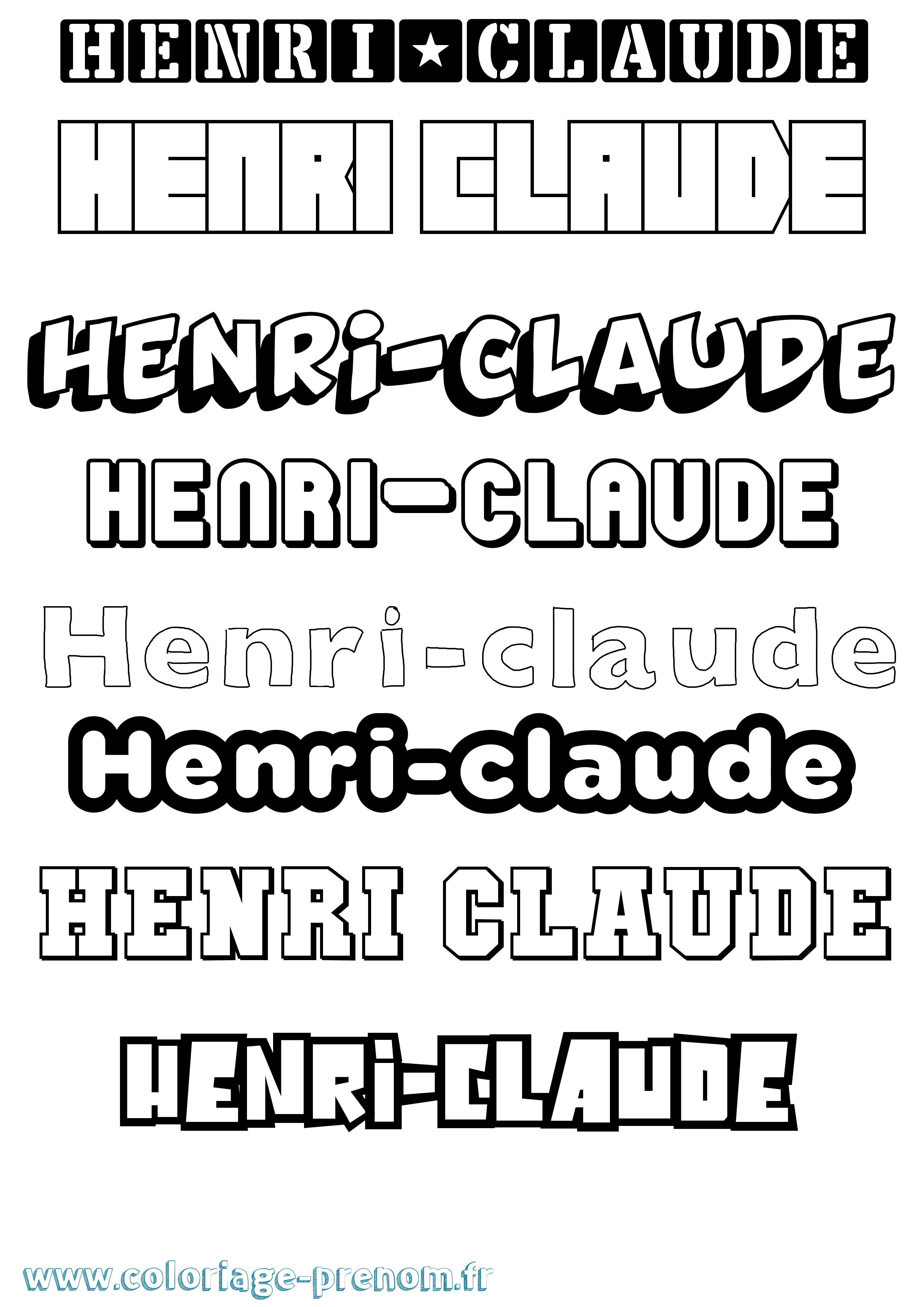 Coloriage Henri-Claude Simple Coloriage prénom Henri-Claude Simple