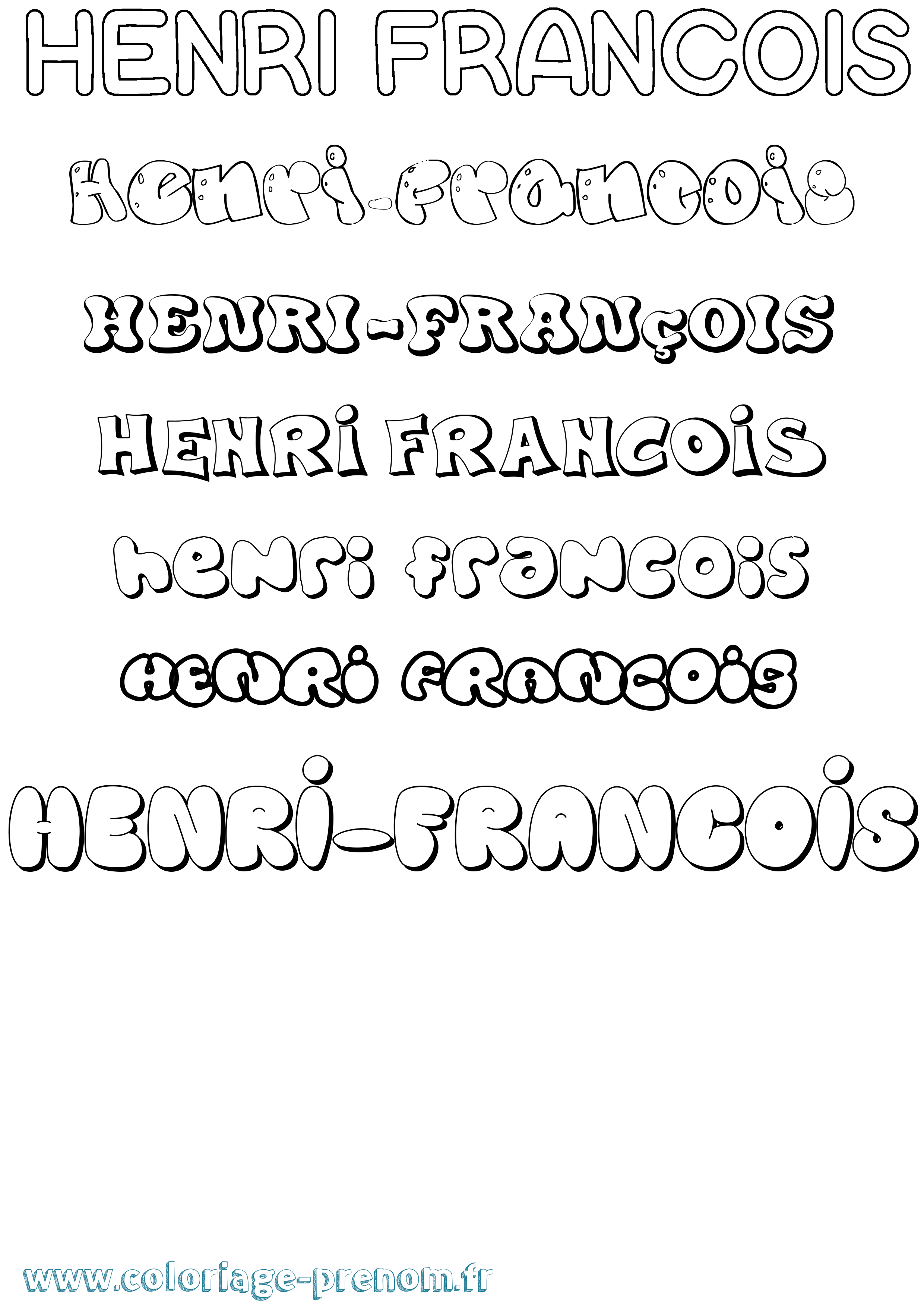 Coloriage Henri-François Bubble Coloriage prénom Henri-François Bubble