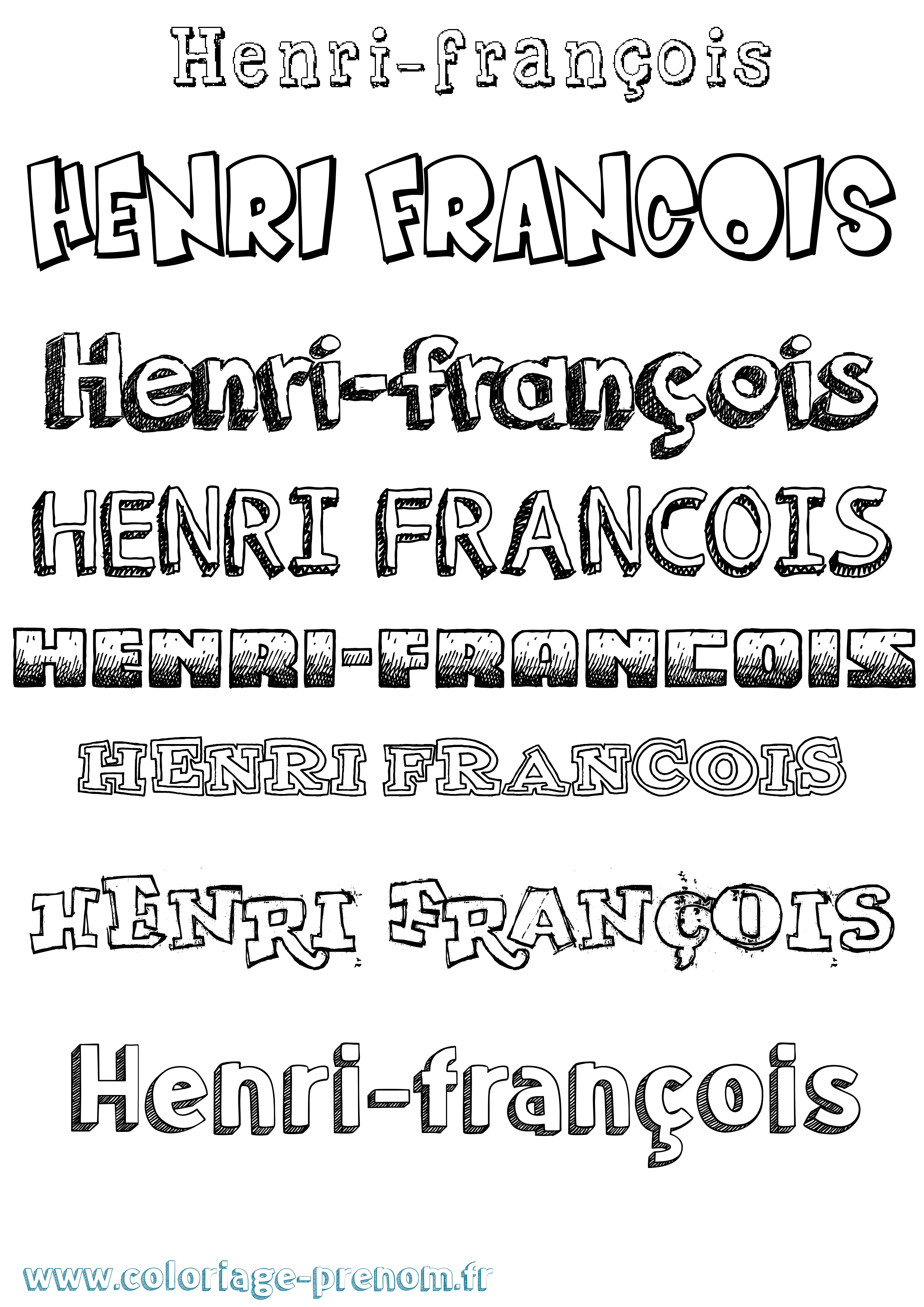 Coloriage Henri-François Dessiné Coloriage prénom Henri-François Dessiné