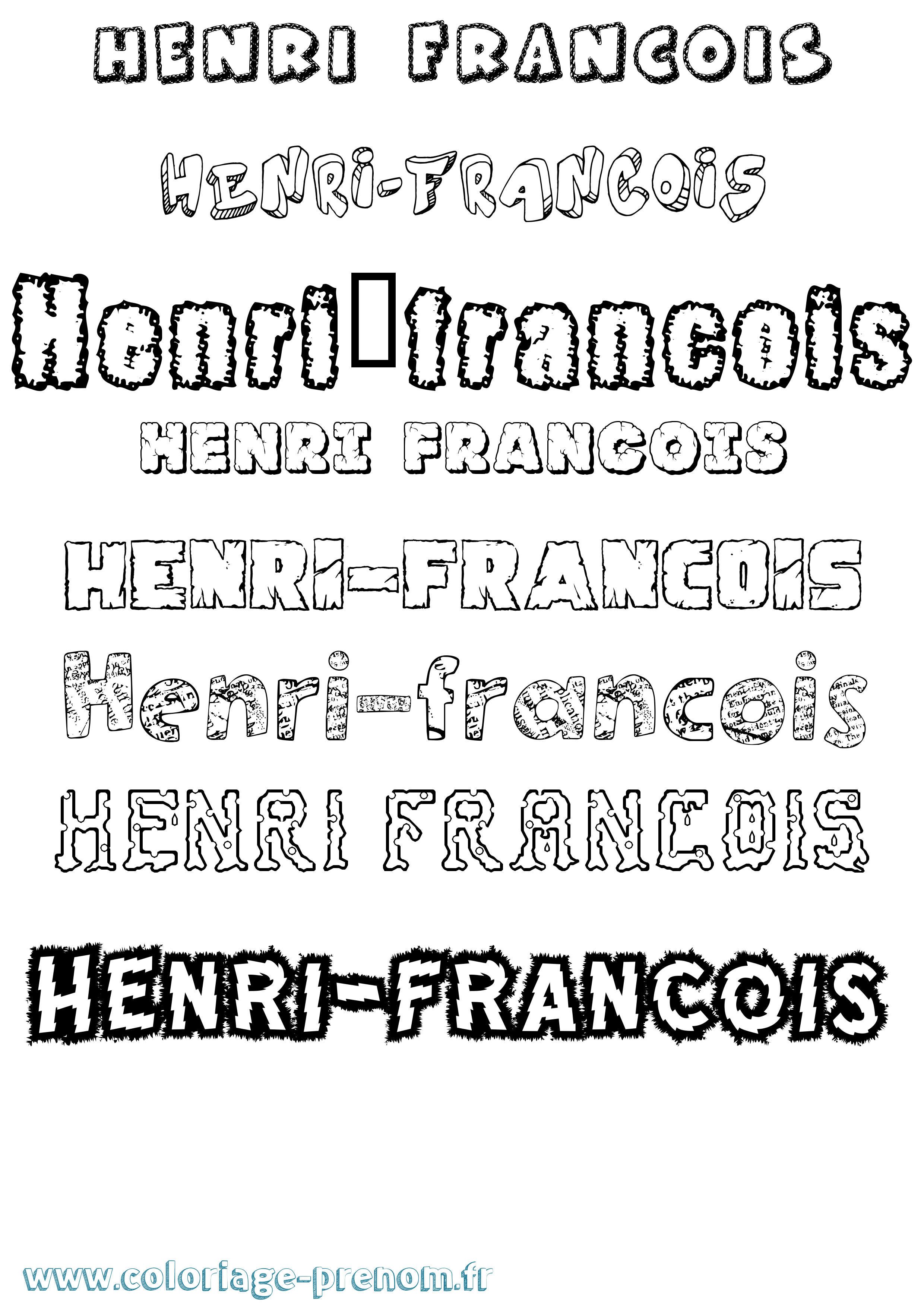 Coloriage Henri-François Destructuré Coloriage prénom Henri-François Destructuré