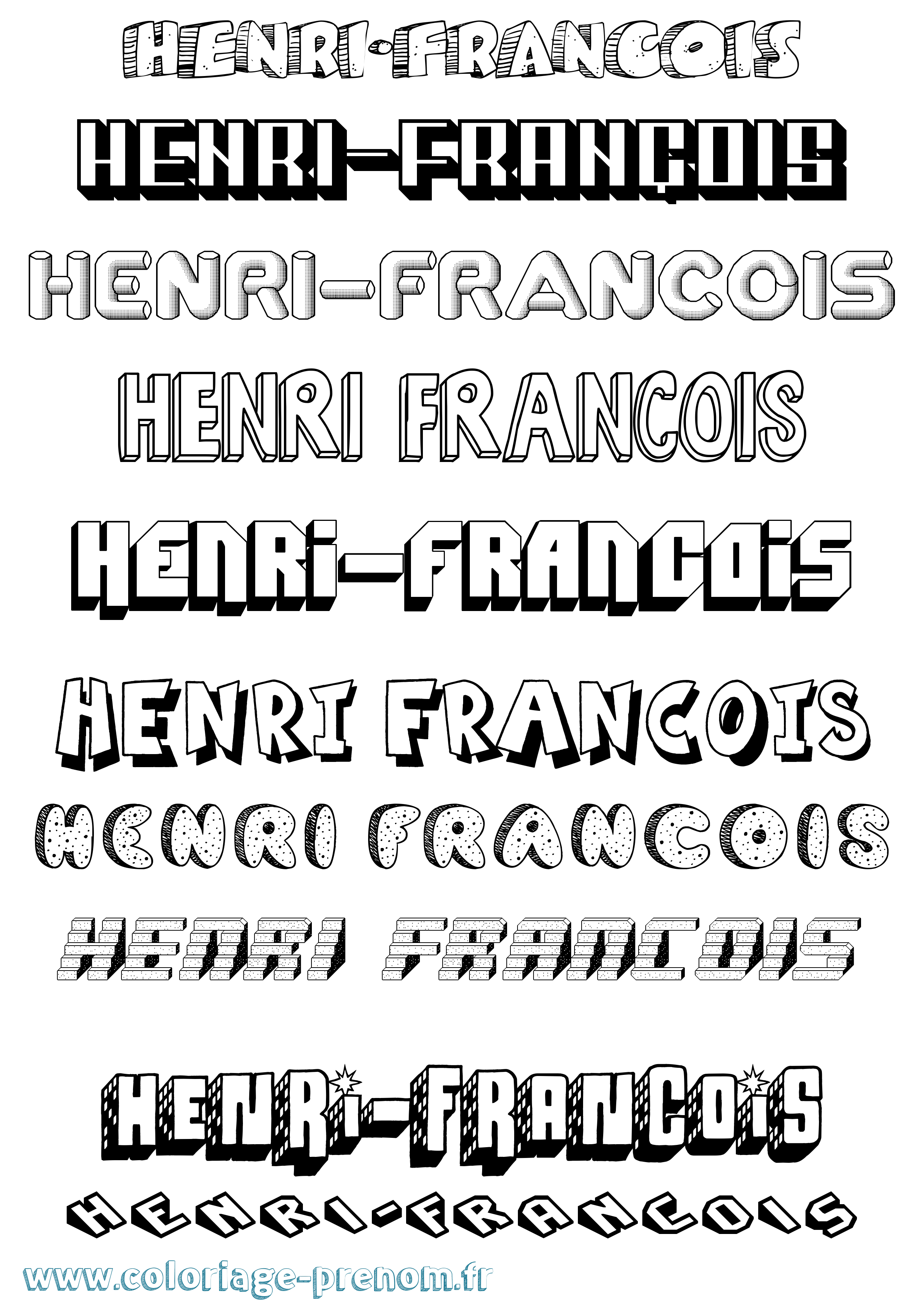 Coloriage Henri-François Effet 3D Coloriage prénom Henri-François Effet 3D