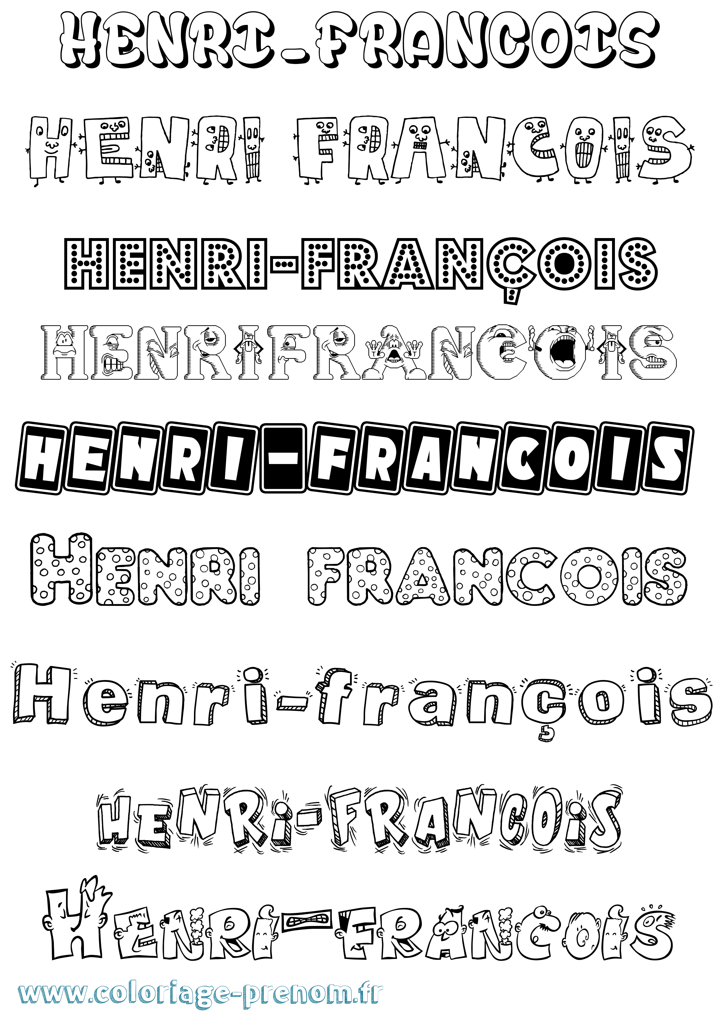 Coloriage Henri-François Fun Coloriage prénom Henri-François Fun
