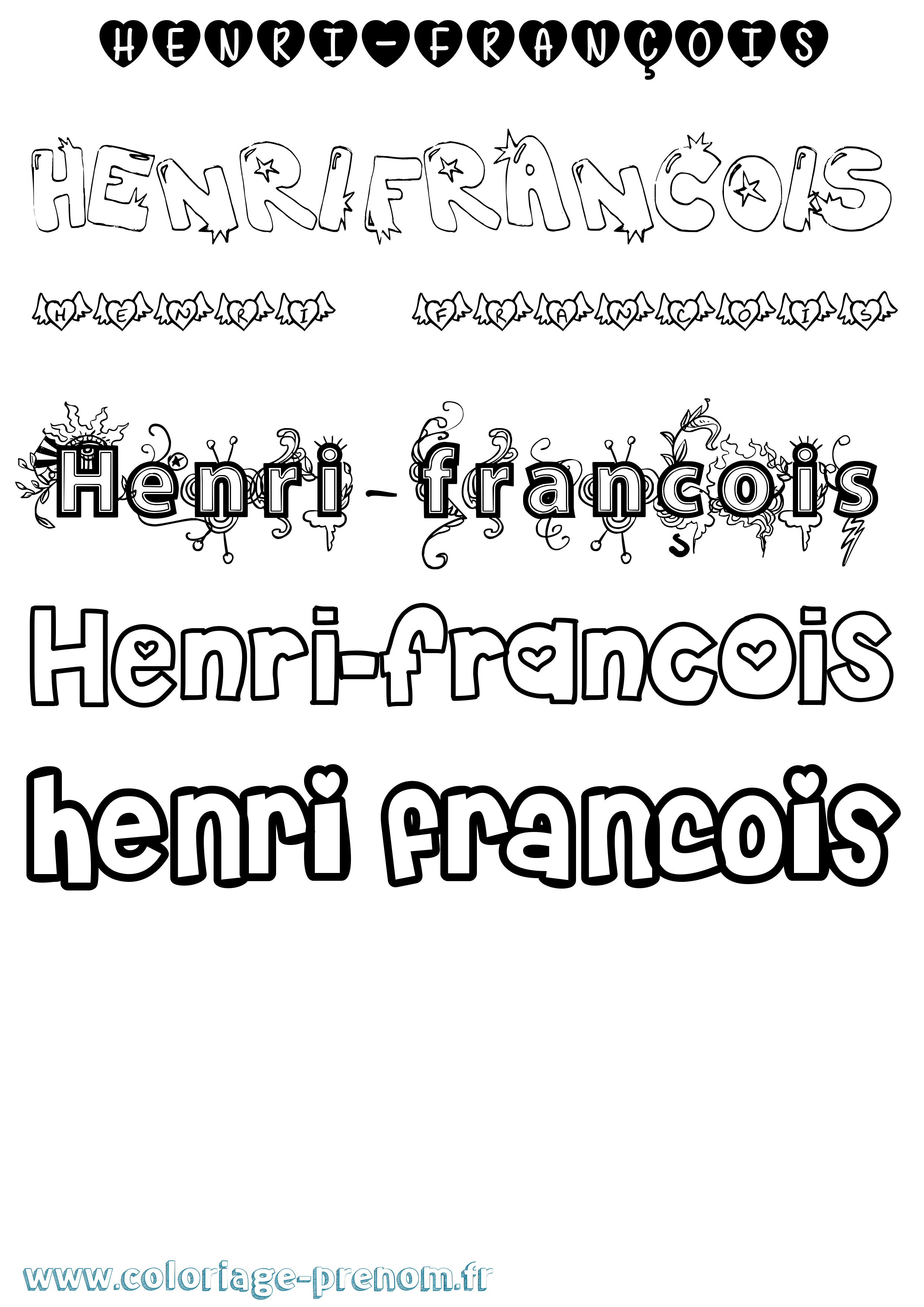 Coloriage Henri-François Girly Coloriage prénom Henri-François Girly