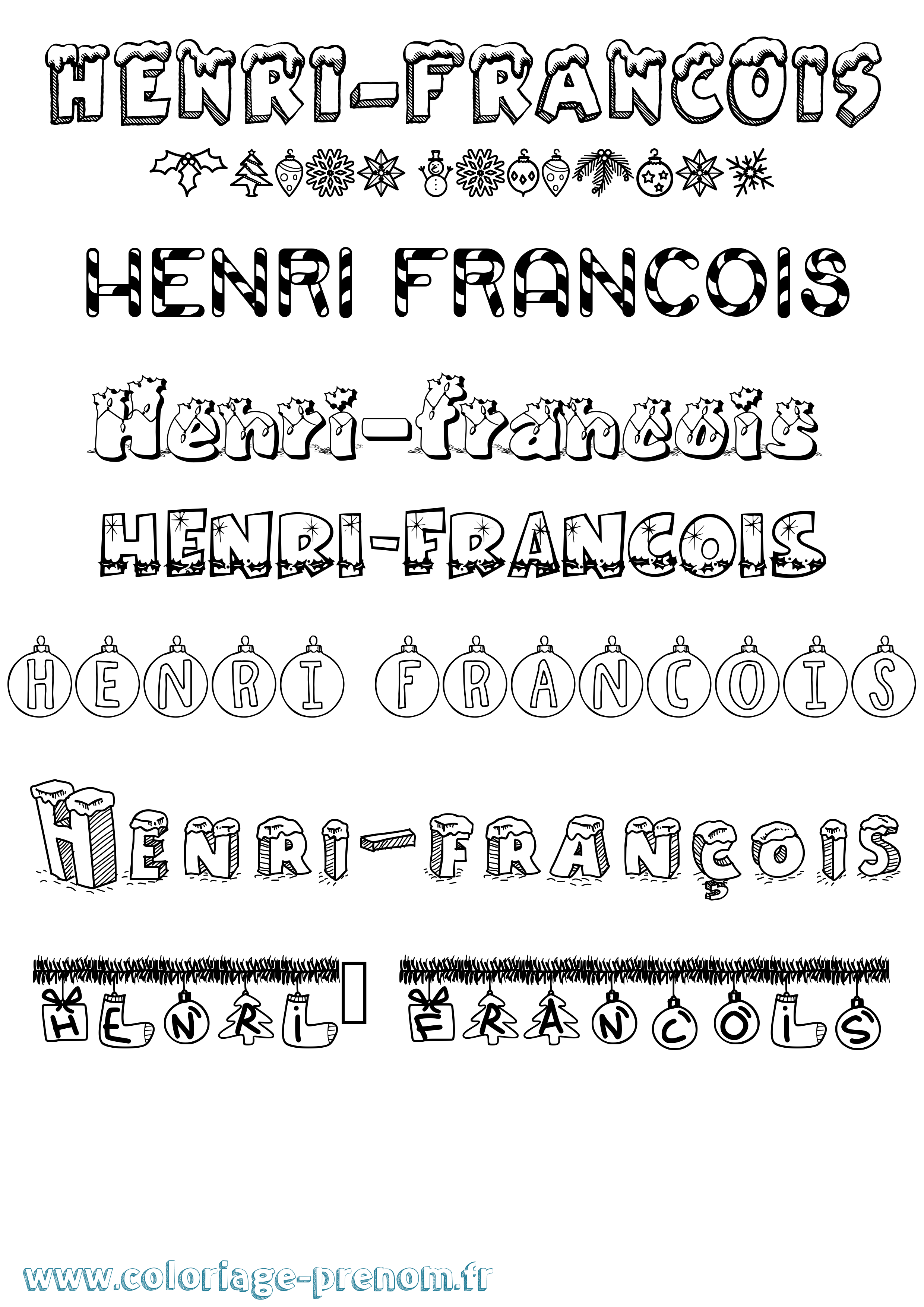 Coloriage Henri-François Noël Coloriage prénom Henri-François Noël